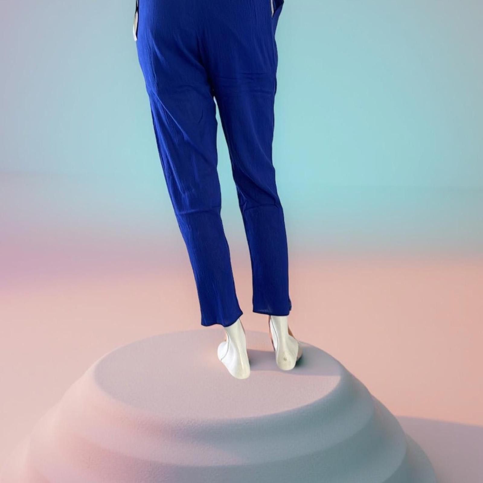 Other Tresics Luxe Blue Pants 100% cotton w Tie Waist - size S,M.L Size 32" / US 10 / IT 46 - 7 Thumbnail