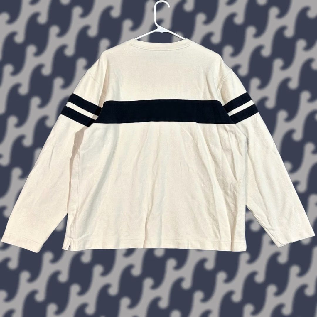 BKE BKE 67 Shirt Men L Cream Long Sleeve Striped Crew Neck T Shirt Boys? Size US L / EU 52-54 / 3 - 1 Thumbnail