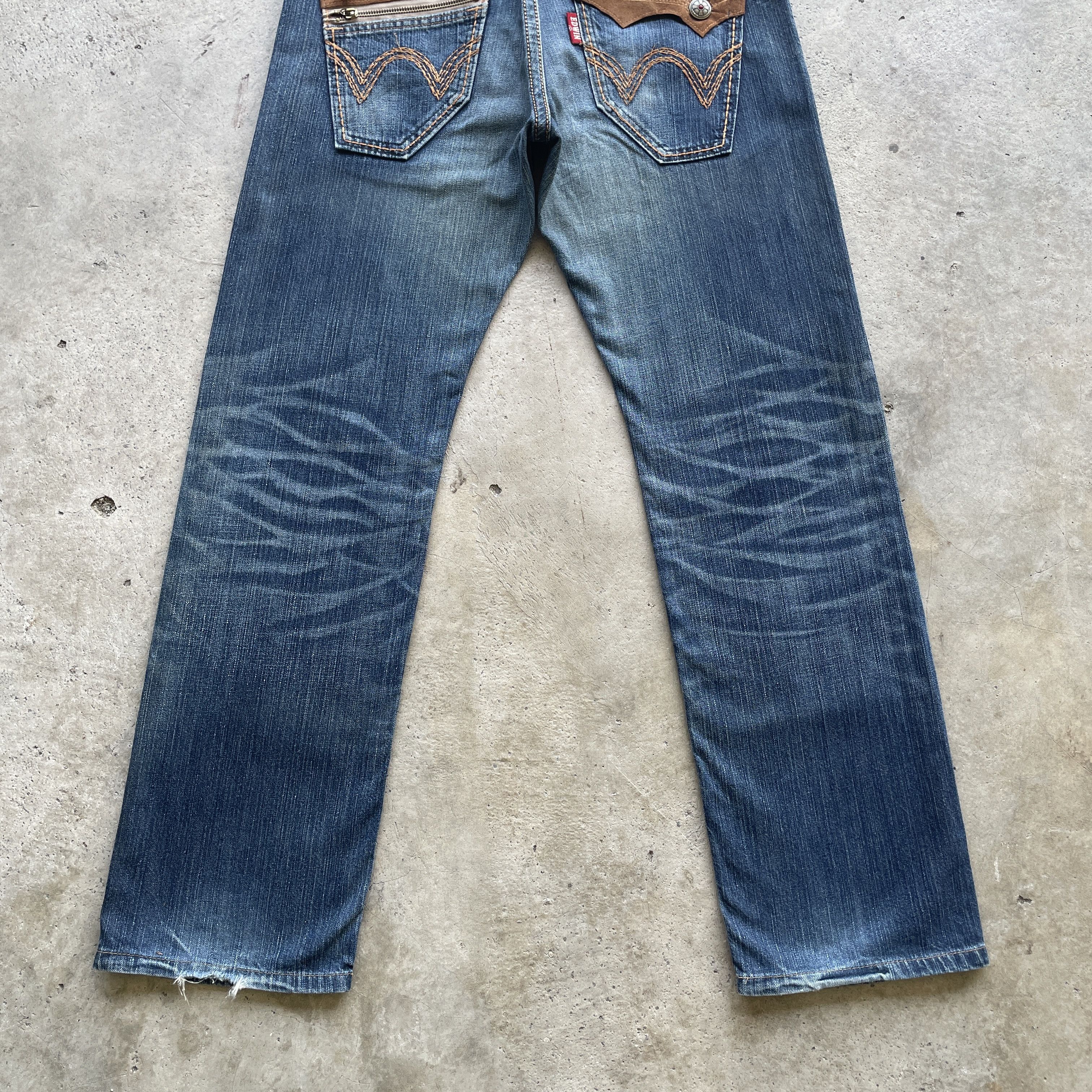 VINTAGE EDWIN XV DENIM DISTRESSED FADED JEANS PANTS W32