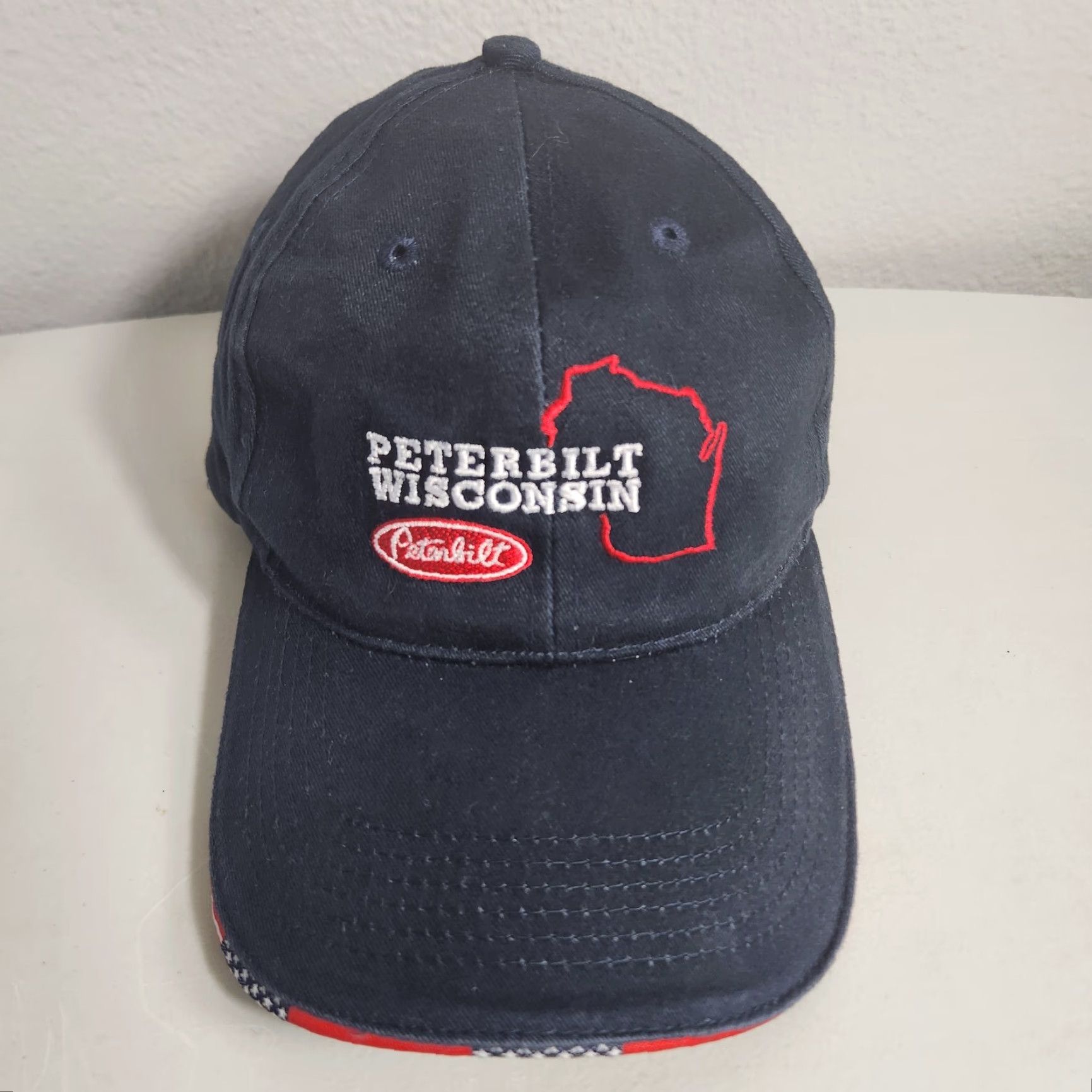 Vintage VINTAGE Peterbilt Wisconsin Advertising Adjustable Navy Trucker Hat Baseball Cap Men One Size Blue USA Wisconsin Americana, Head to Toe Size ONE SIZE - 3 Thumbnail