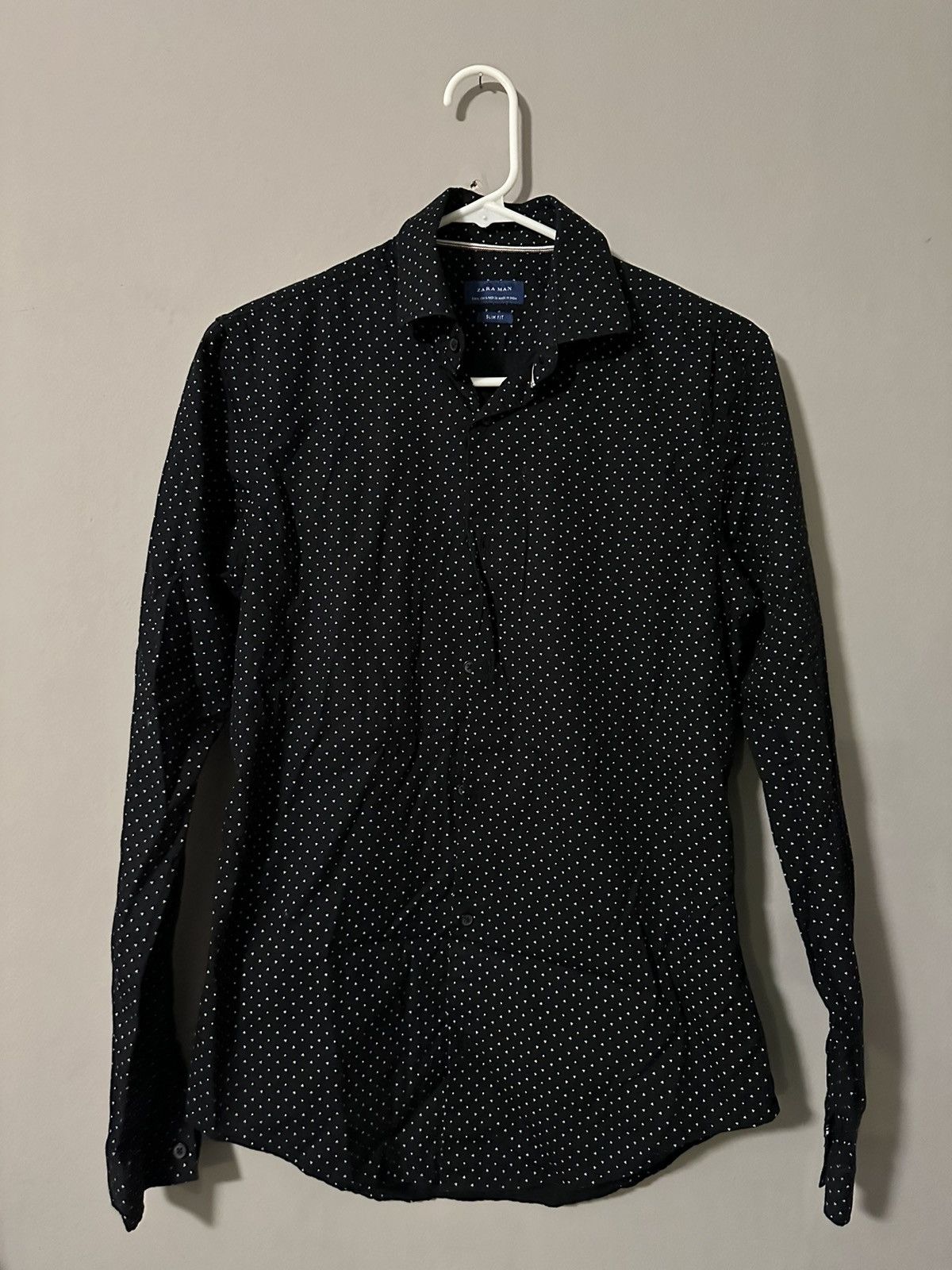 Zara White Triangles on Black Button Up Grailed