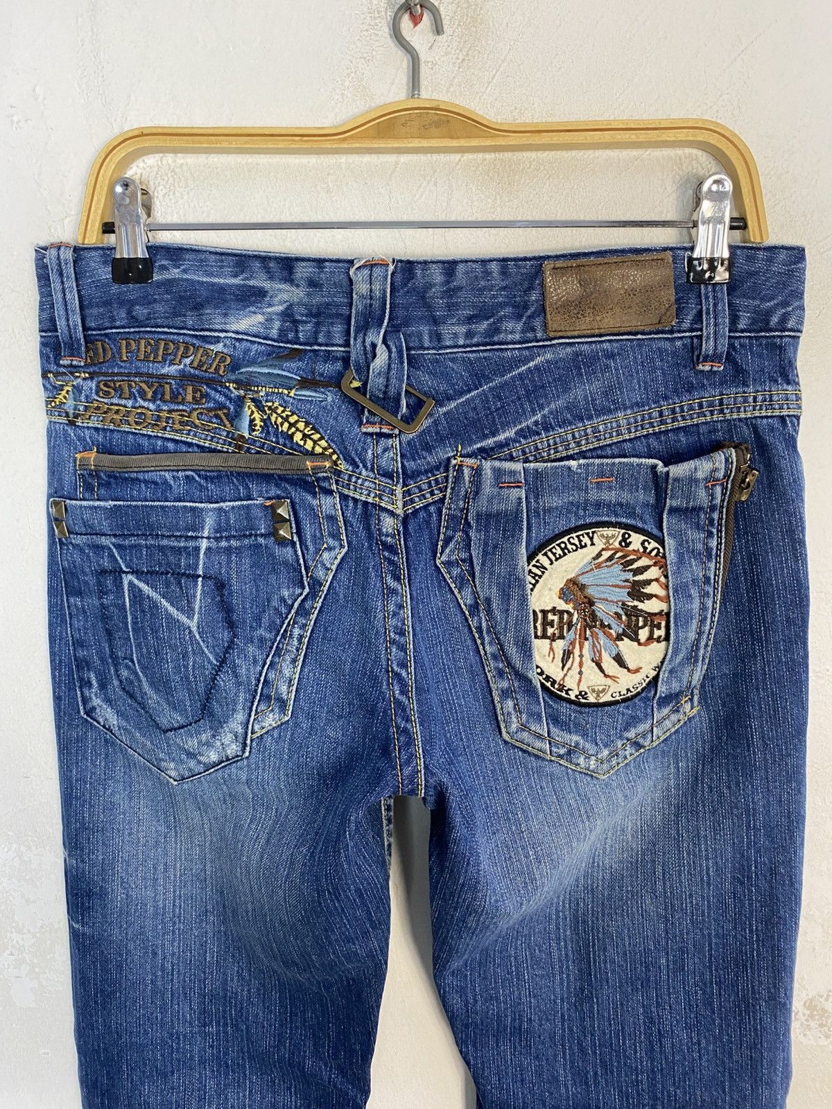 Other Red Pepper Red Label Whisker Denim Jeans Embroidery Logo Size US 32 / EU 48 - 8 Thumbnail