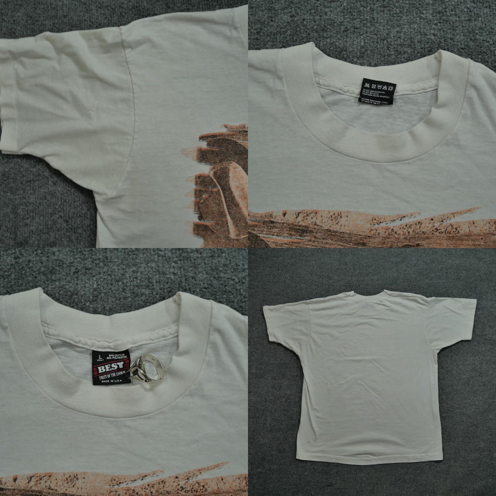Fruit Of The Loom VINTAGE Cowboy T Shirt Mens Large White Western Lasso Boots Art Picture 90s Fruit of the Loom Shirt Size US L / EU 52-54 / 3 - 8 Thumbnail