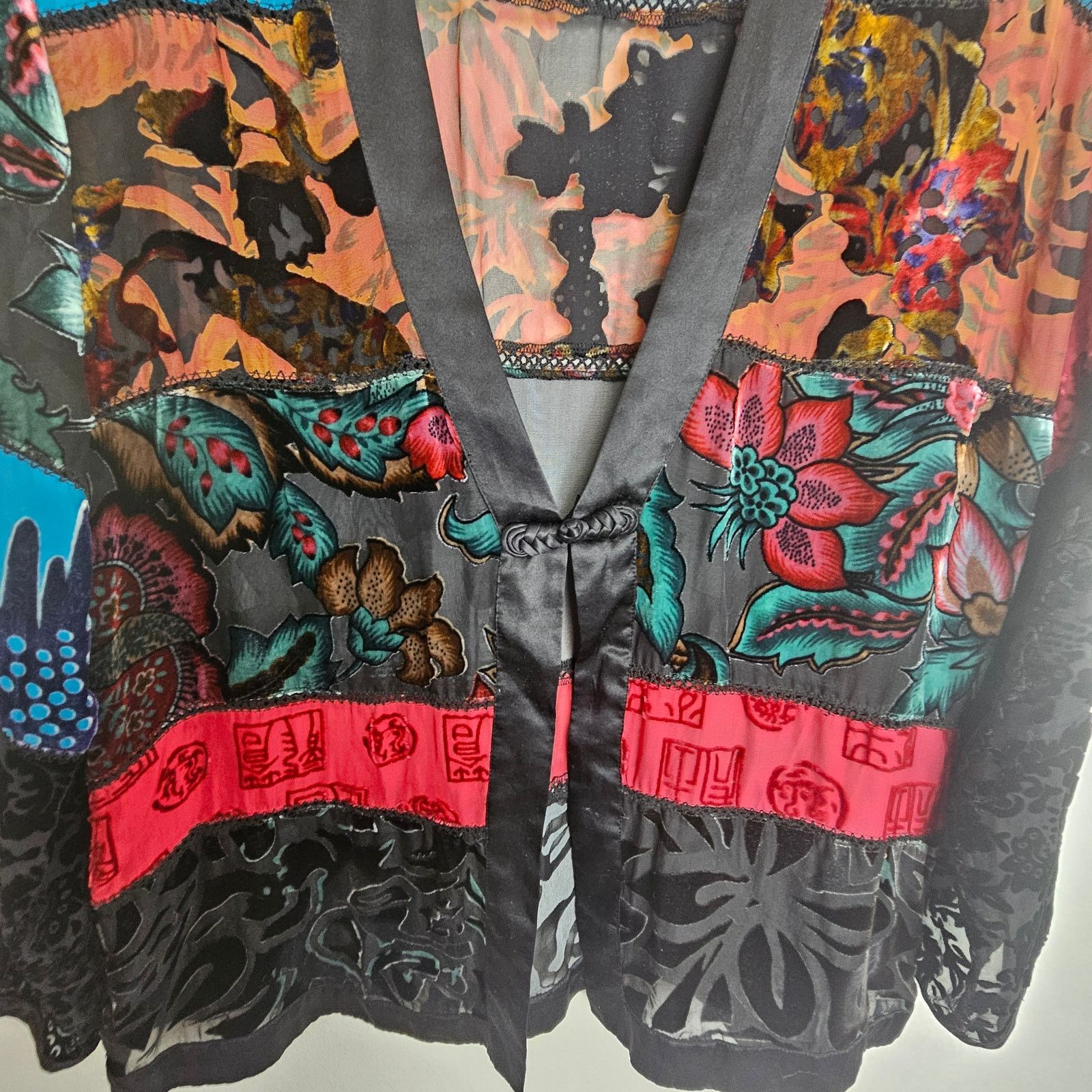 Chicos Chicos Silk Sheer Cardigan Size L Artsy Bohemian Whimsigoth Size L / US 10 / IT 46 - 3 Thumbnail