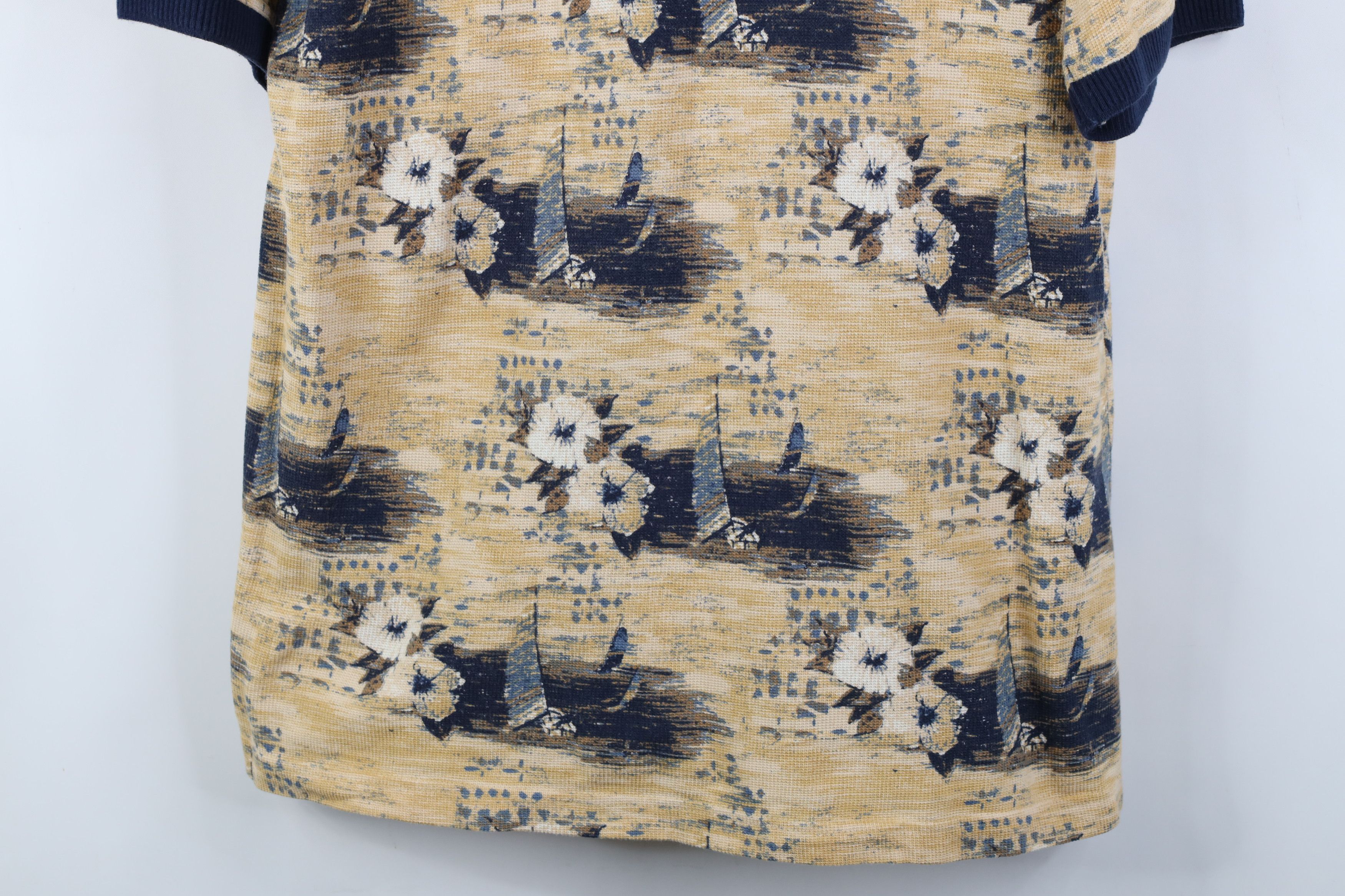 Vintage Vintage 90s Streetwear Flower Thermal Knit Golf Polo Size US L / EU 52-54 / 3 - 3 Thumbnail