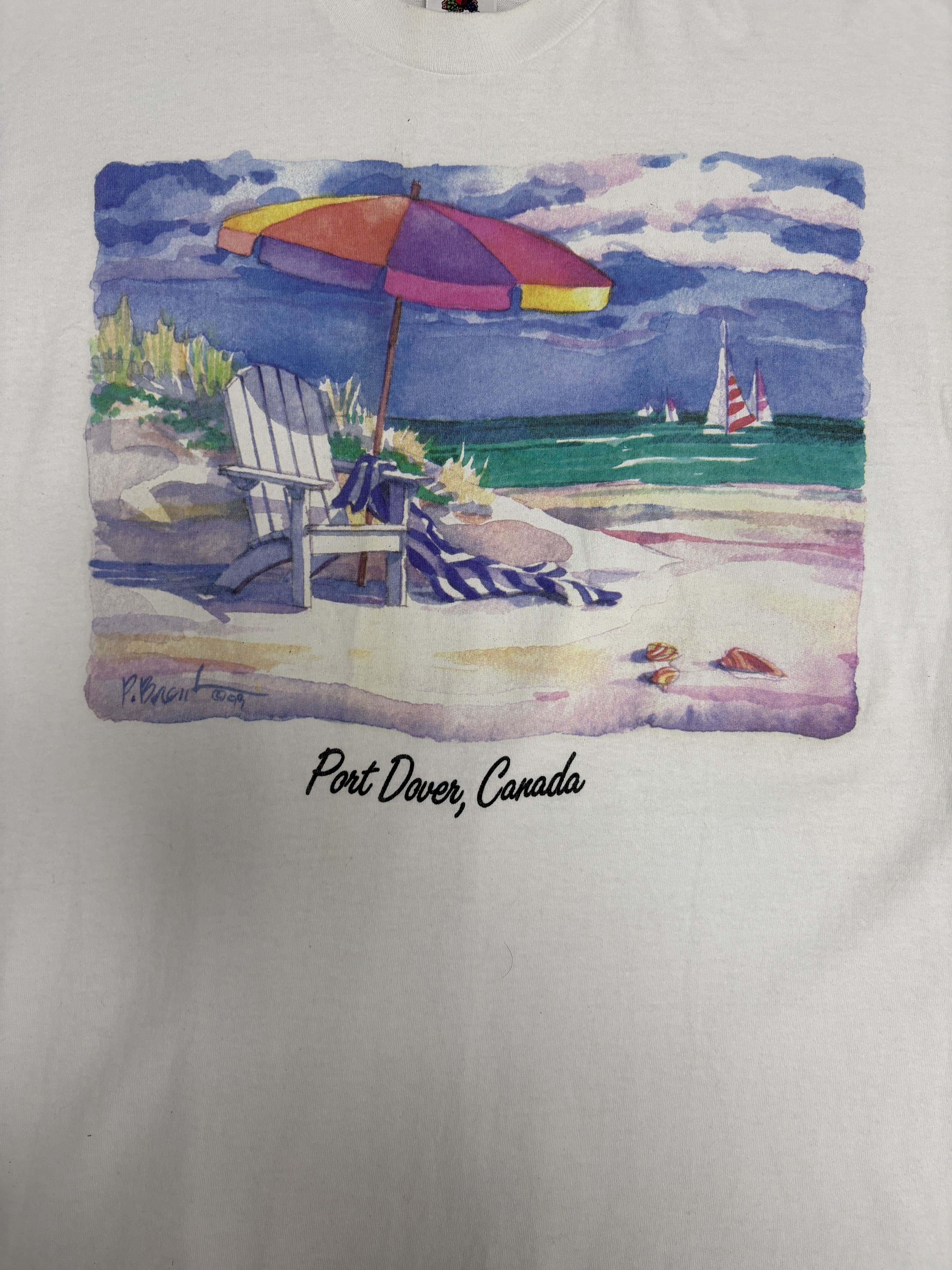 Vintage Port Dover, Canada Vintage White T-Shirt Tee Size US XL / EU 56 / 4 - 2 Thumbnail