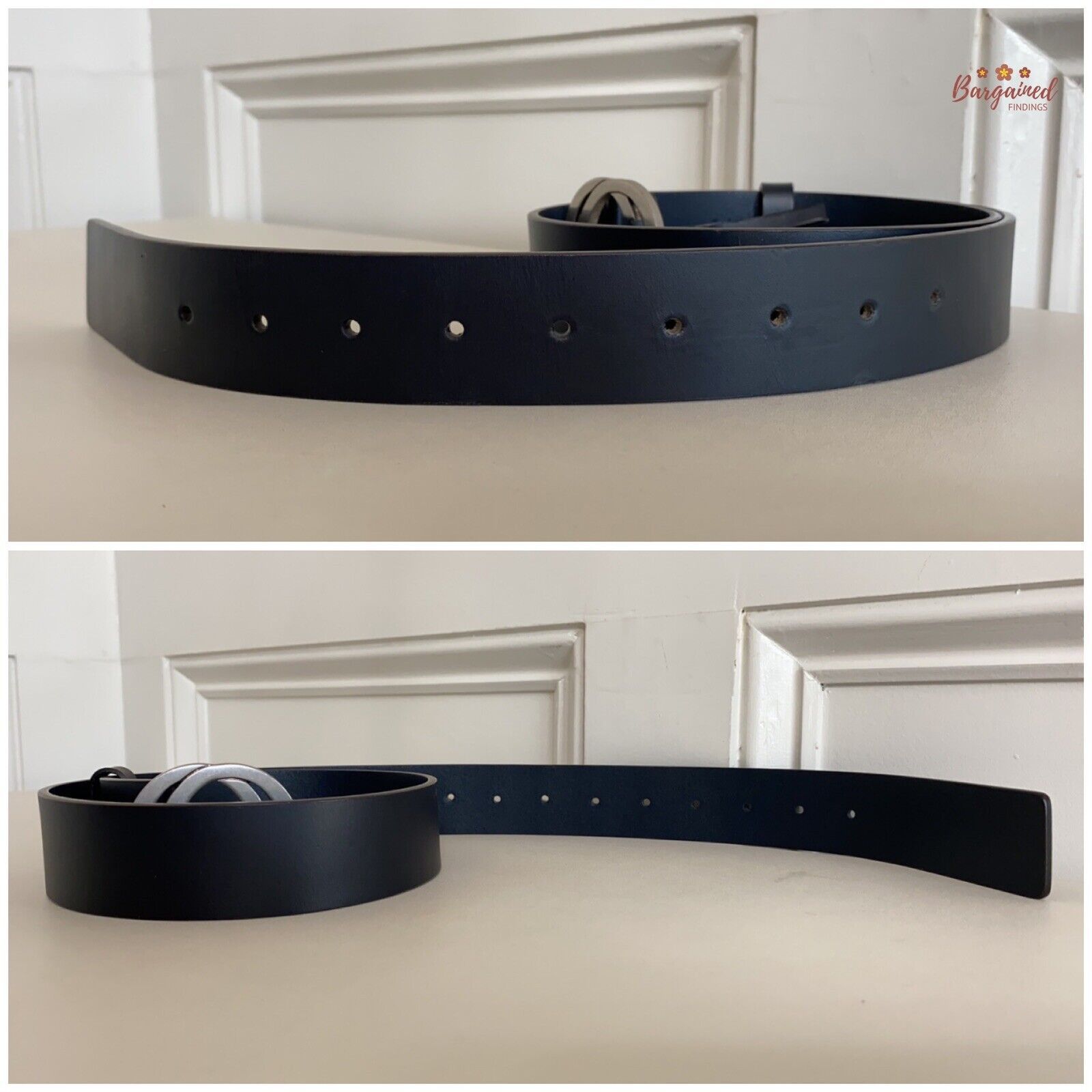 Gucci Gucci Black Leather Silver Interlocking G Buckle Belt Size 32 - 3 Thumbnail