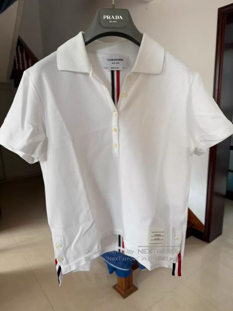Thom Browne Thom Browne White Polo Short Sleeve with Classic Red, Whit Size XS / US 0-2 / IT 36-38 - 1 Thumbnail