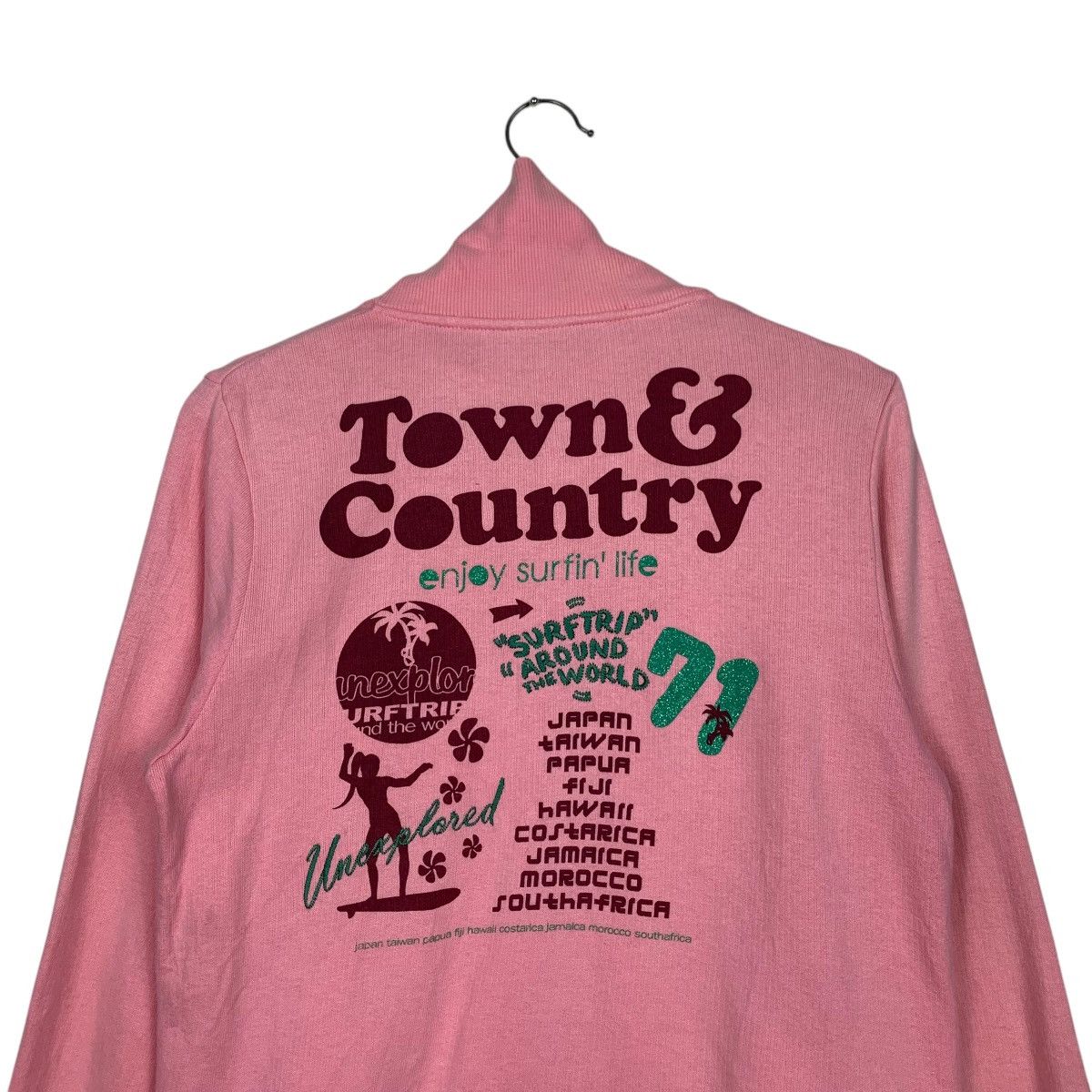Japanese Brand TOWN & COUNTRY Big Logo Pink Sweater Jacket #1597-C71 Size L / US 10 / IT 46 - 8 Thumbnail