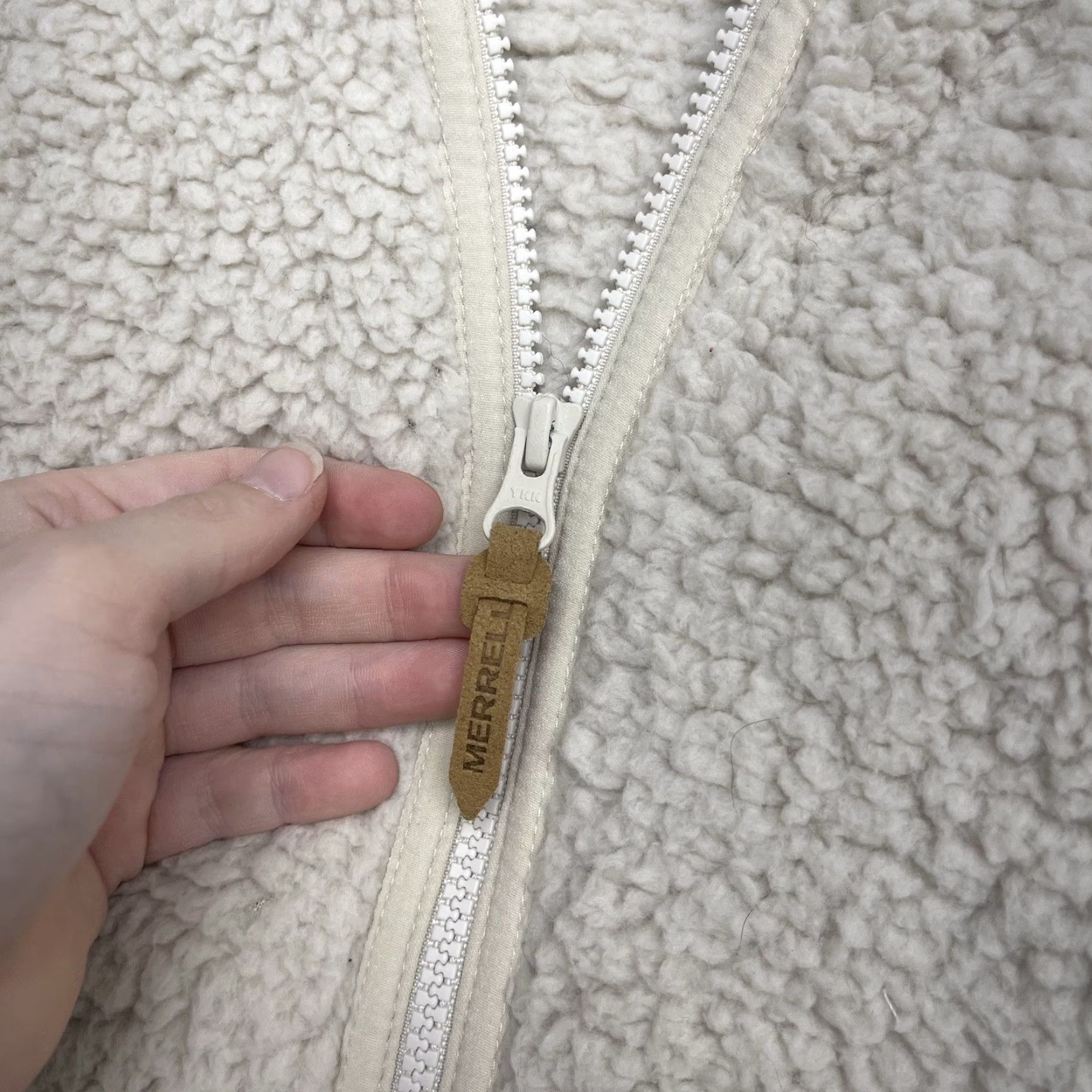 Merrell Merrell Jacket Unisex XS Full Zip Tan/Cream 90s Casual Outdoor Sherpa Coat Size XS / US 0-2 / IT 36-38 - 6 Thumbnail