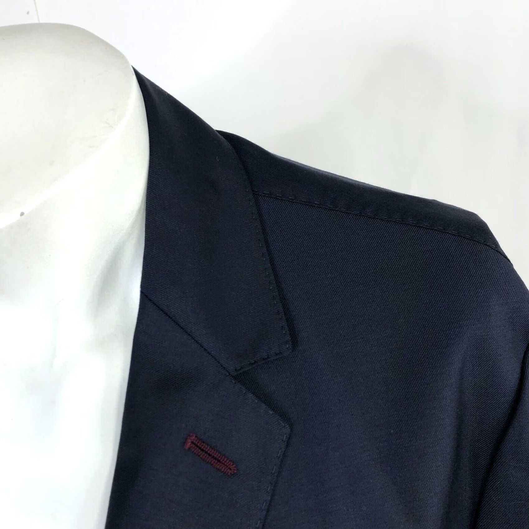 Vintage VKNAGRANI Blazer Jacket Wool Blue 54S EUR Button Three-Button NOTCH Lapel Men Business Formal Wedding Vintage No Size 44R - 2 Thumbnail