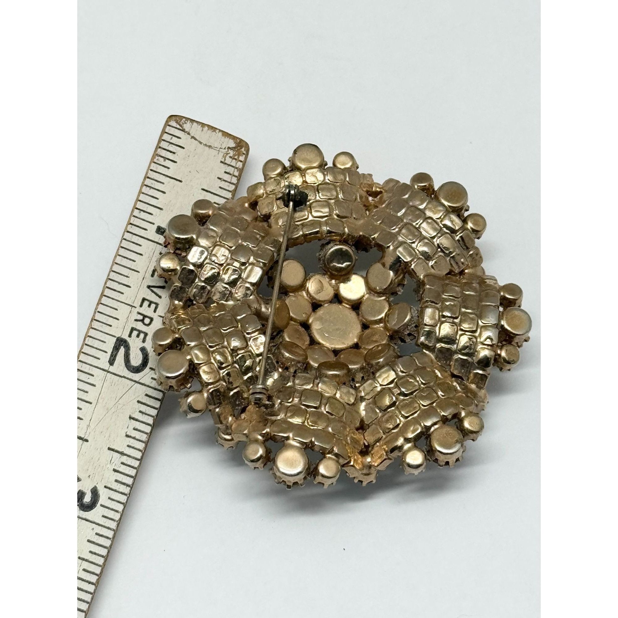 Vintage Antique estate faceted citrine glass brooch pin Size ONE SIZE - 5 Thumbnail