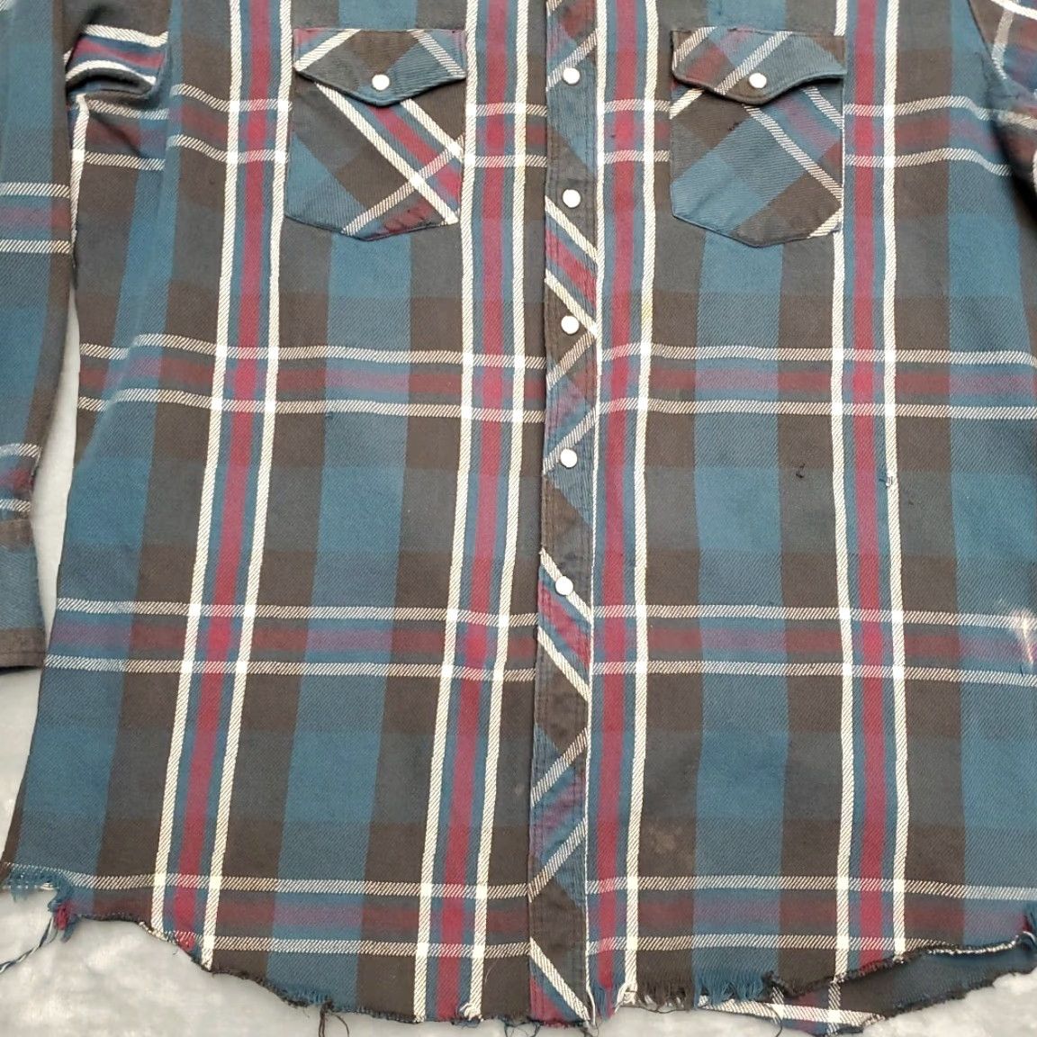 Wrangler VINTAGE Wrangler Shirt Mens XXL Tall Blue Plaid Flannel Pearl Snap Western Cowboy Work Size US XL / EU 56 / 4 - 2 Thumbnail