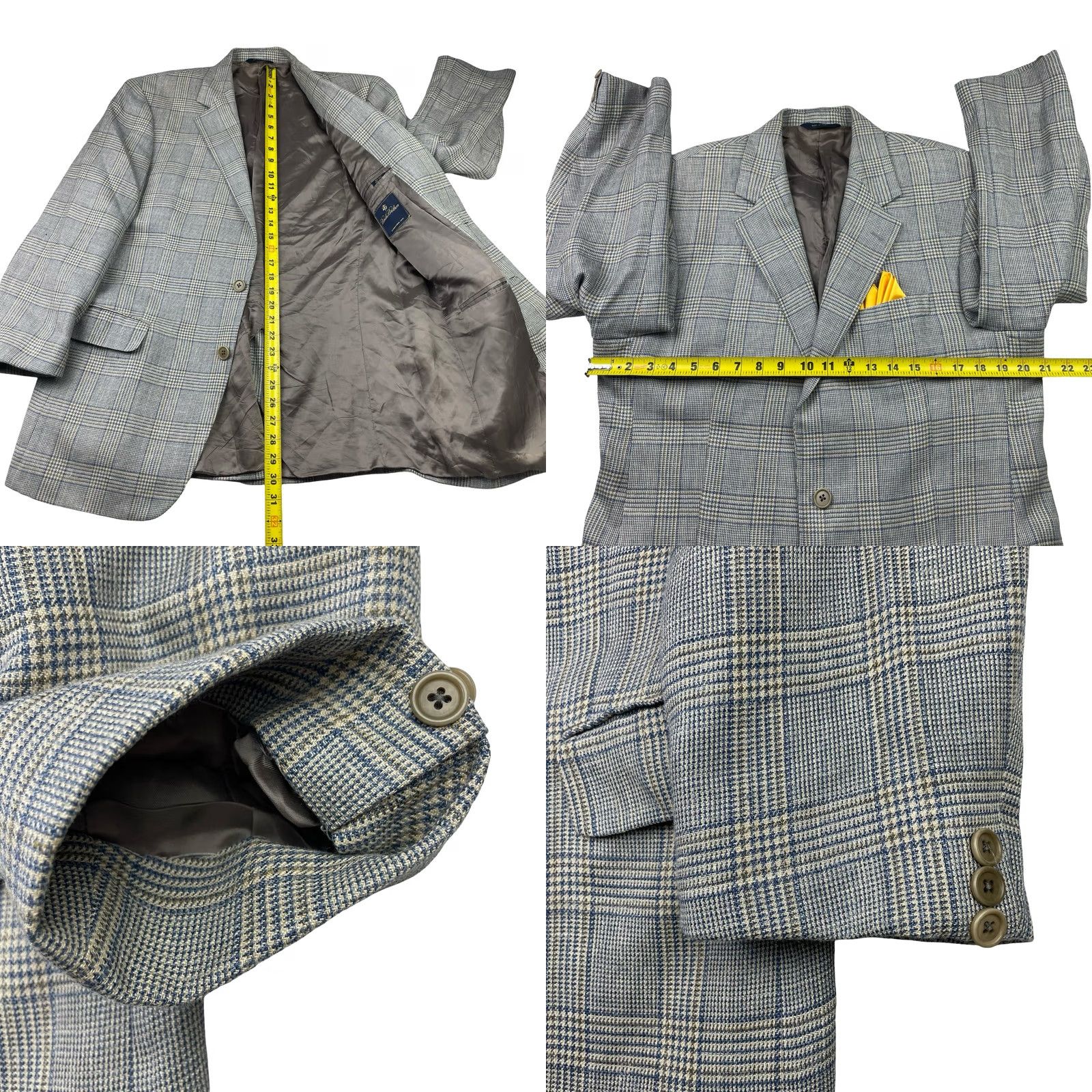 Brooks Brothers Brooks Brothers Men's Wool/Silk/Linen Blazer Blue/Gray Houndstooth Italy 41S Size 42R - 9 Thumbnail