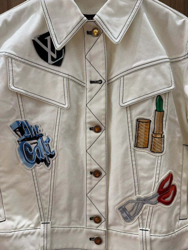 Louis Vuitton Louis Vuitton Embroidered white denim jacket Size S / US 4 / IT 40 - 4 Thumbnail