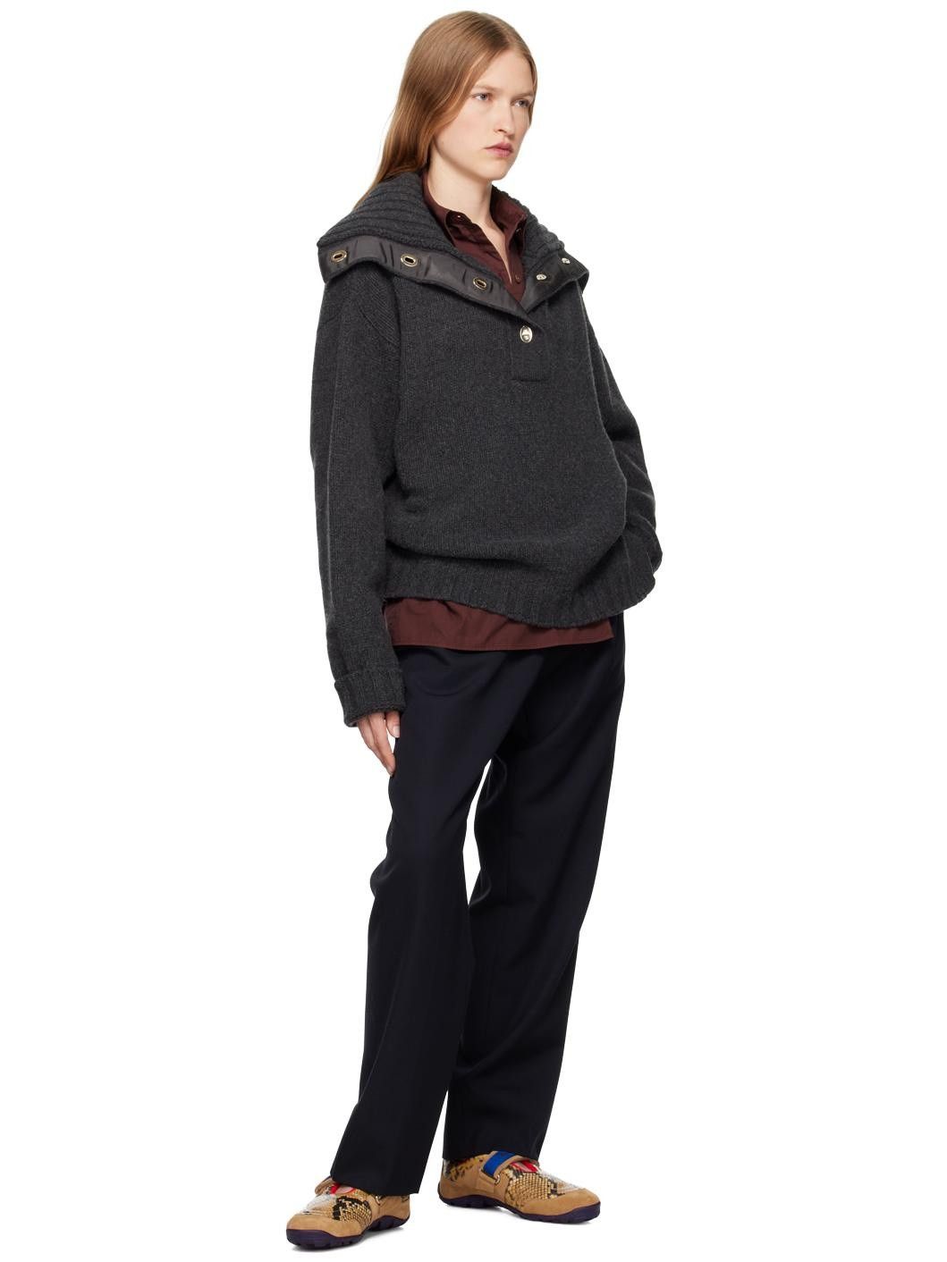 Wales Bonner o1mle0825 Unisex Ballad Knit Jumper in Dark Grey Size US XS / EU 42 / 0 - 6 Thumbnail