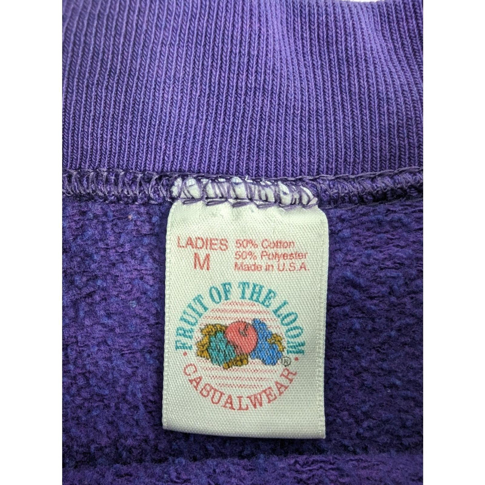 Fruit Of The Loom VINTAGE Fruit of the Loom Raglan Crewneck Sweatshirt Womens M Purple 90s Knit Cotton Blend Solid Long Sleeve Crew Neck Pullover Activewear Size M / US 6-8 / IT 42-44 - 7 Thumbnail