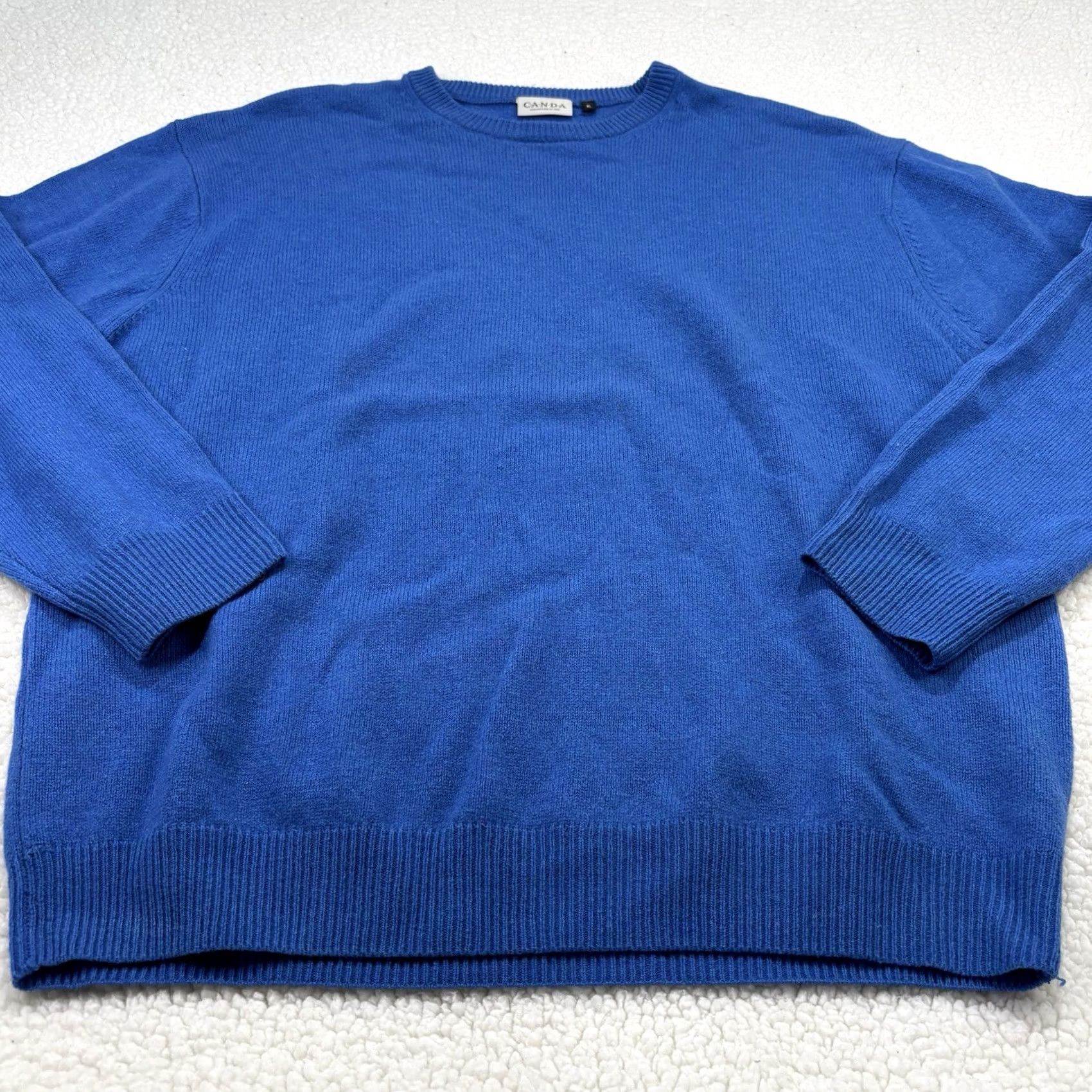 C&A VINTAGE Canda Mens XL Pure New Wool Woolmark Sweater Blue Crew Neck Preppy 90s Classic Pullover Sweat er Size US XL / EU 56 / 4 - 2 Thumbnail