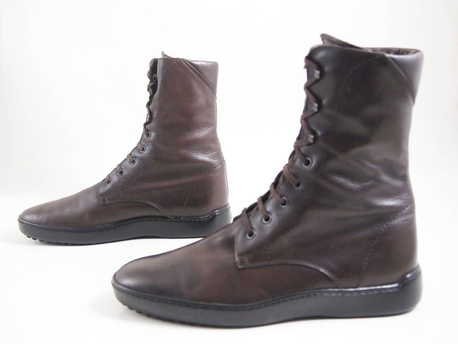 Tod's Tods Combat Boots Mid Calf Brown LeatherUS 7 EU 40 $620 Size US 7 / EU 40 - 2 Thumbnail