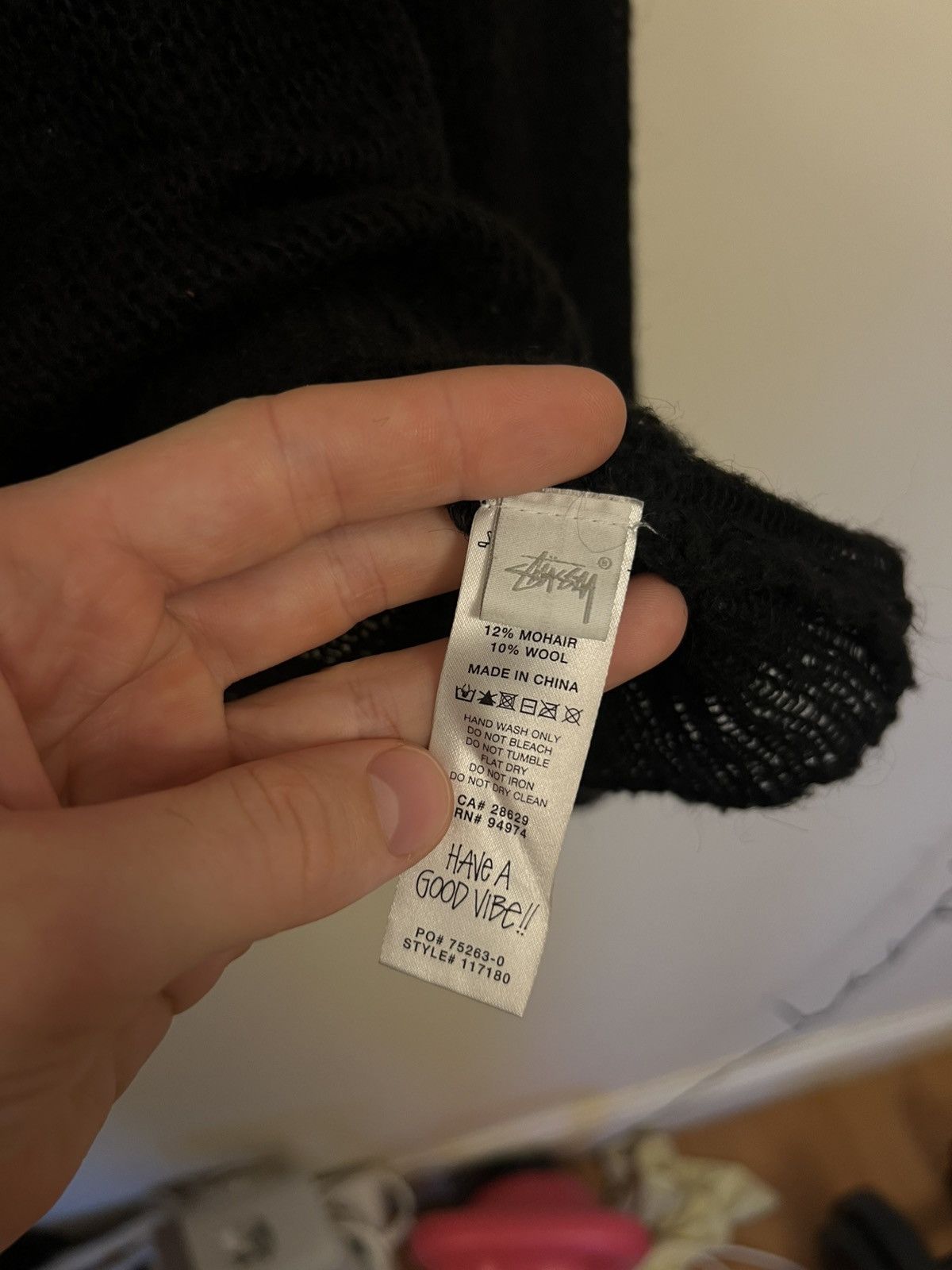 Stussy Stussy Loose Knit Logo Sweater 'Black' Size US XL / EU 56 / 4 - 4 Thumbnail