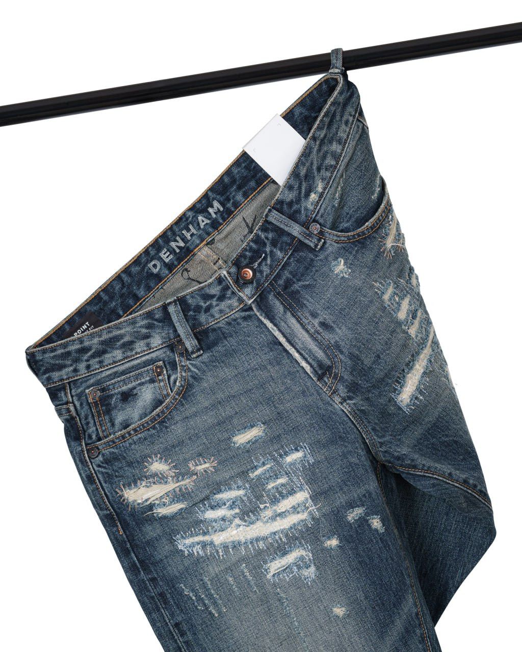 DENHAM Selvedge jeans with handmade patchwork