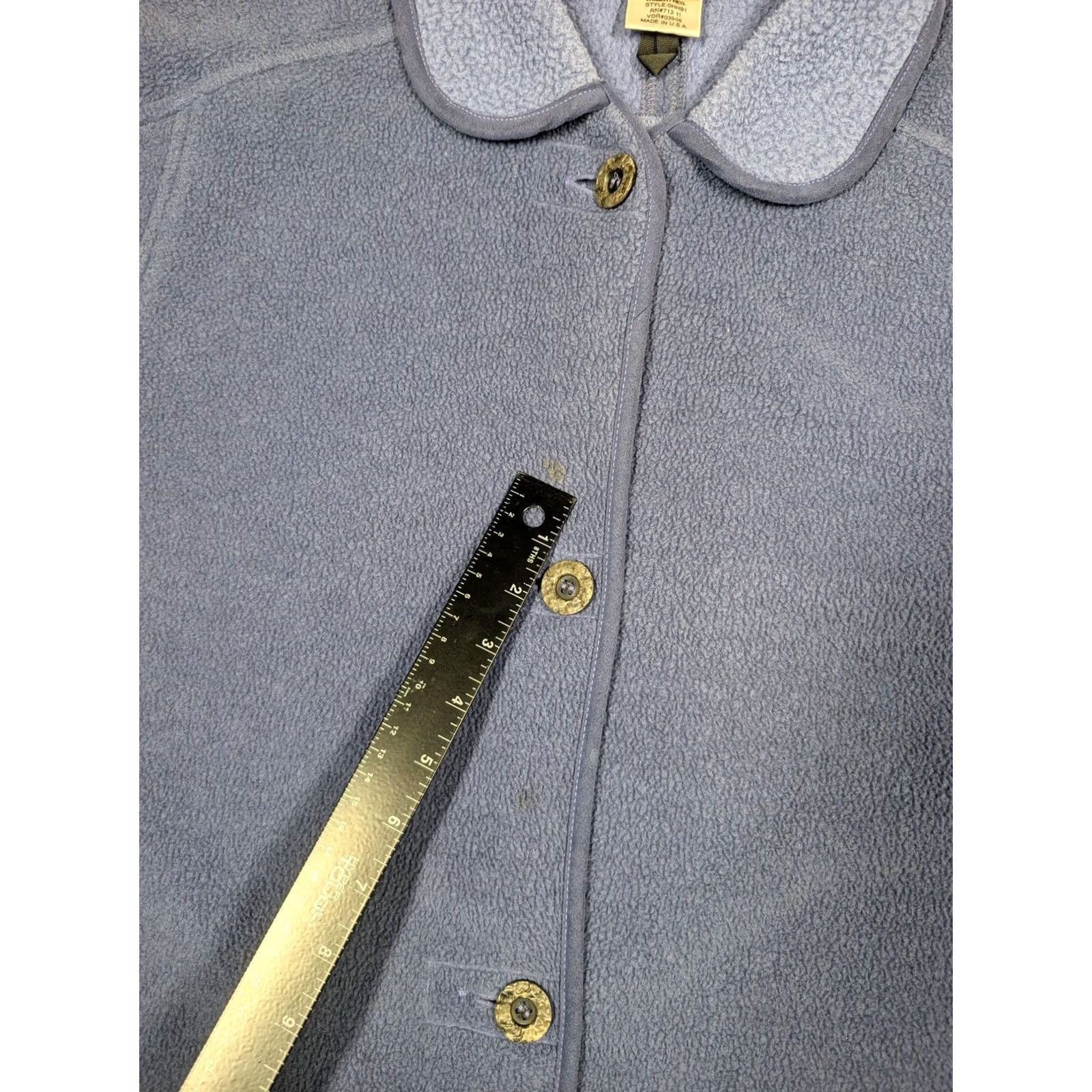 Vintage L.L.Bean Jacket Womens Large Blue Fleece Button Front Pockets Coat Size L / US 10 / IT 46 - 6 Thumbnail