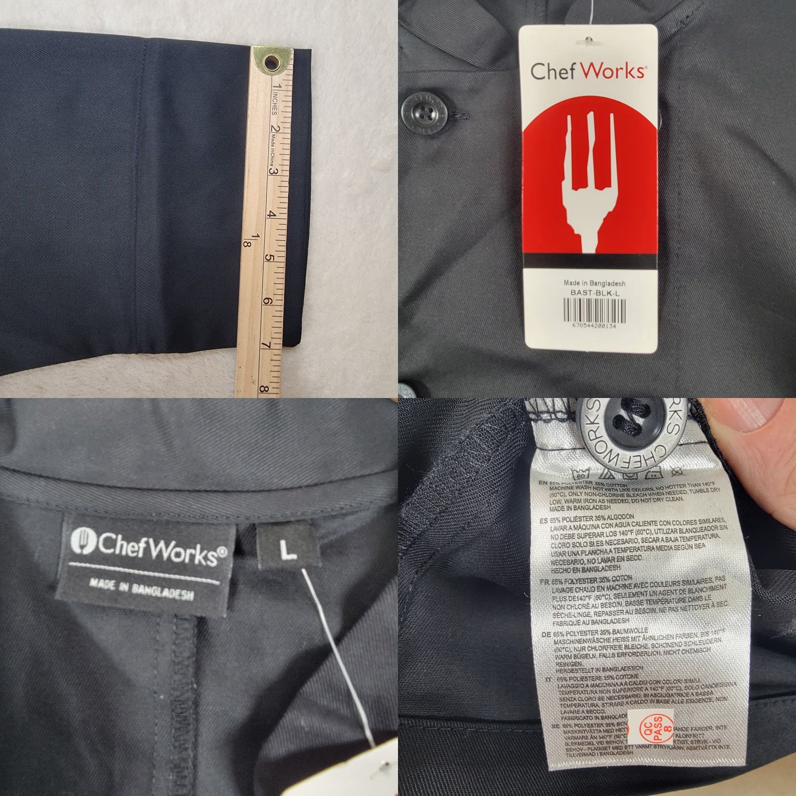 Vintage Chef Works Unisex Bastille Chef Coat Black Large Size US L / EU 52-54 / 3 - 9 Thumbnail
