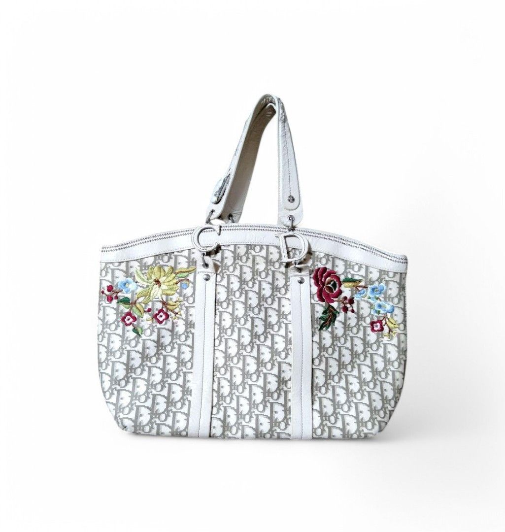 Dior - Flower Embroidered Trotter Handbag Shoulder Bag Rare