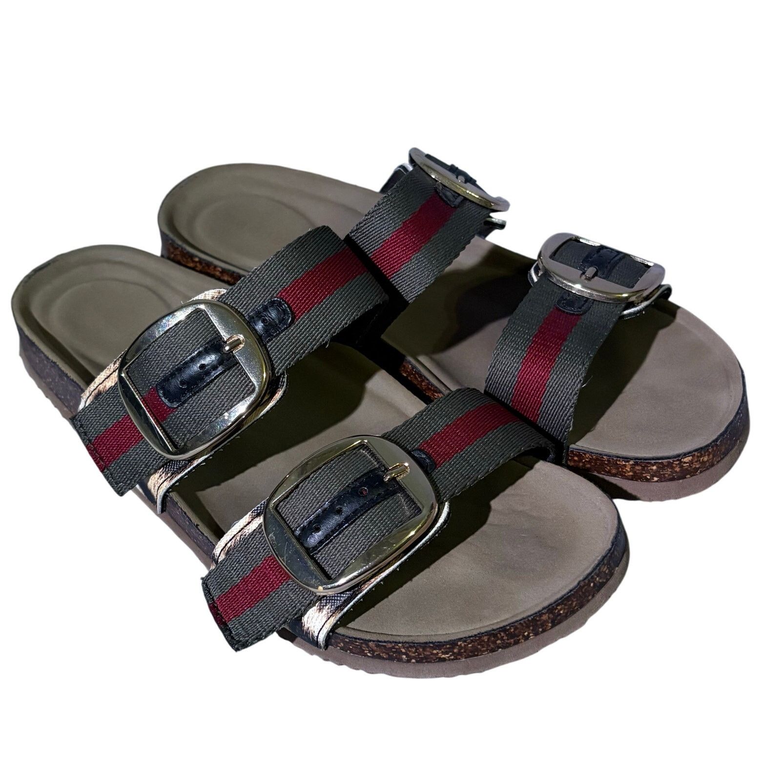 Steve Madden Madden Girl Double Buckle Sandals Size 8 – Striped Slides Size US 7 / IT 37 - 2 Thumbnail