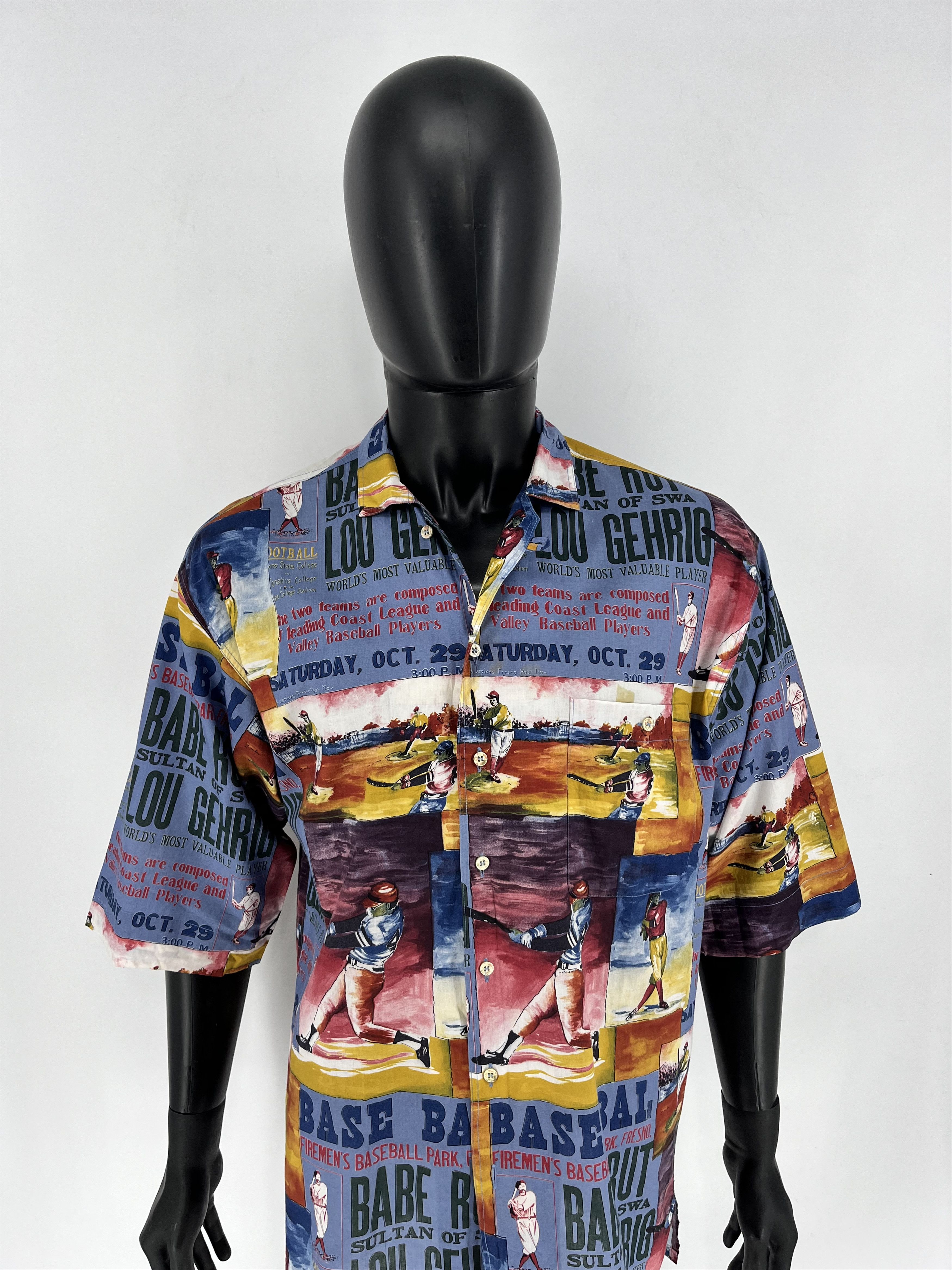 Other Vintage 90s Pensato Print Baseball Hawaiian Button Shirt Size US M / EU 48-50 / 2 - 5 Thumbnail