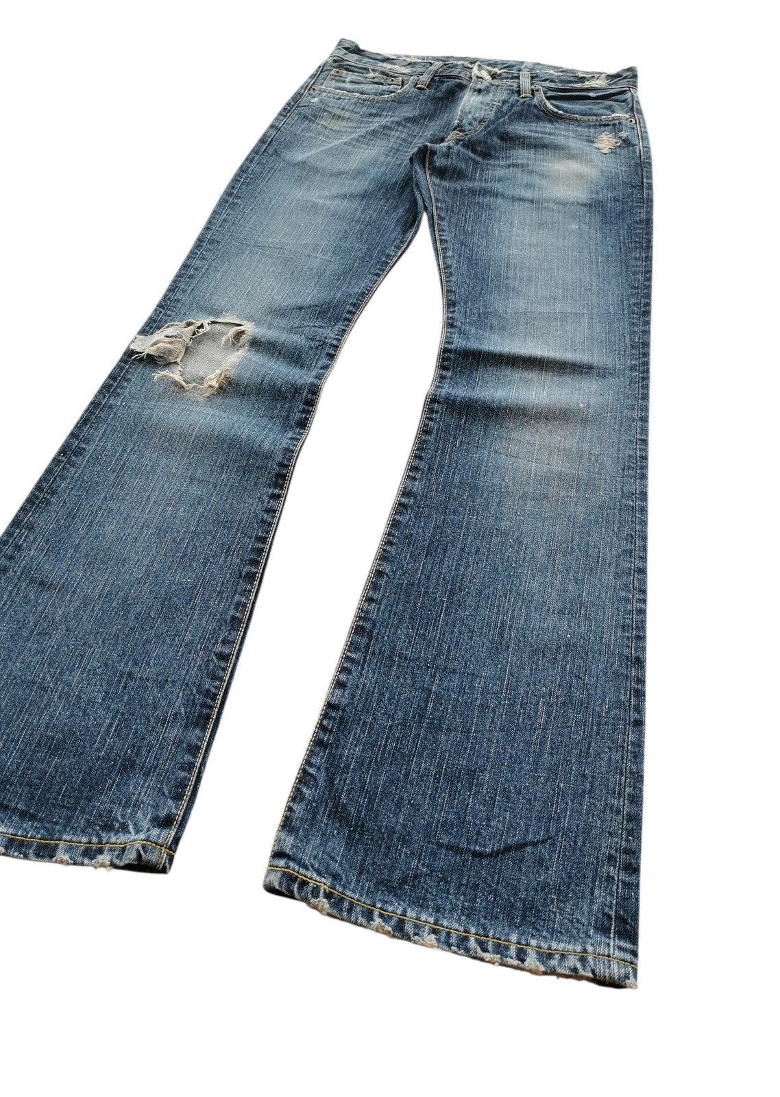 Edwin Edwin Flared Distressed Japan Jeans Vibe Kapital Denim Jeans Size US 30 / EU 46 - 2 Thumbnail