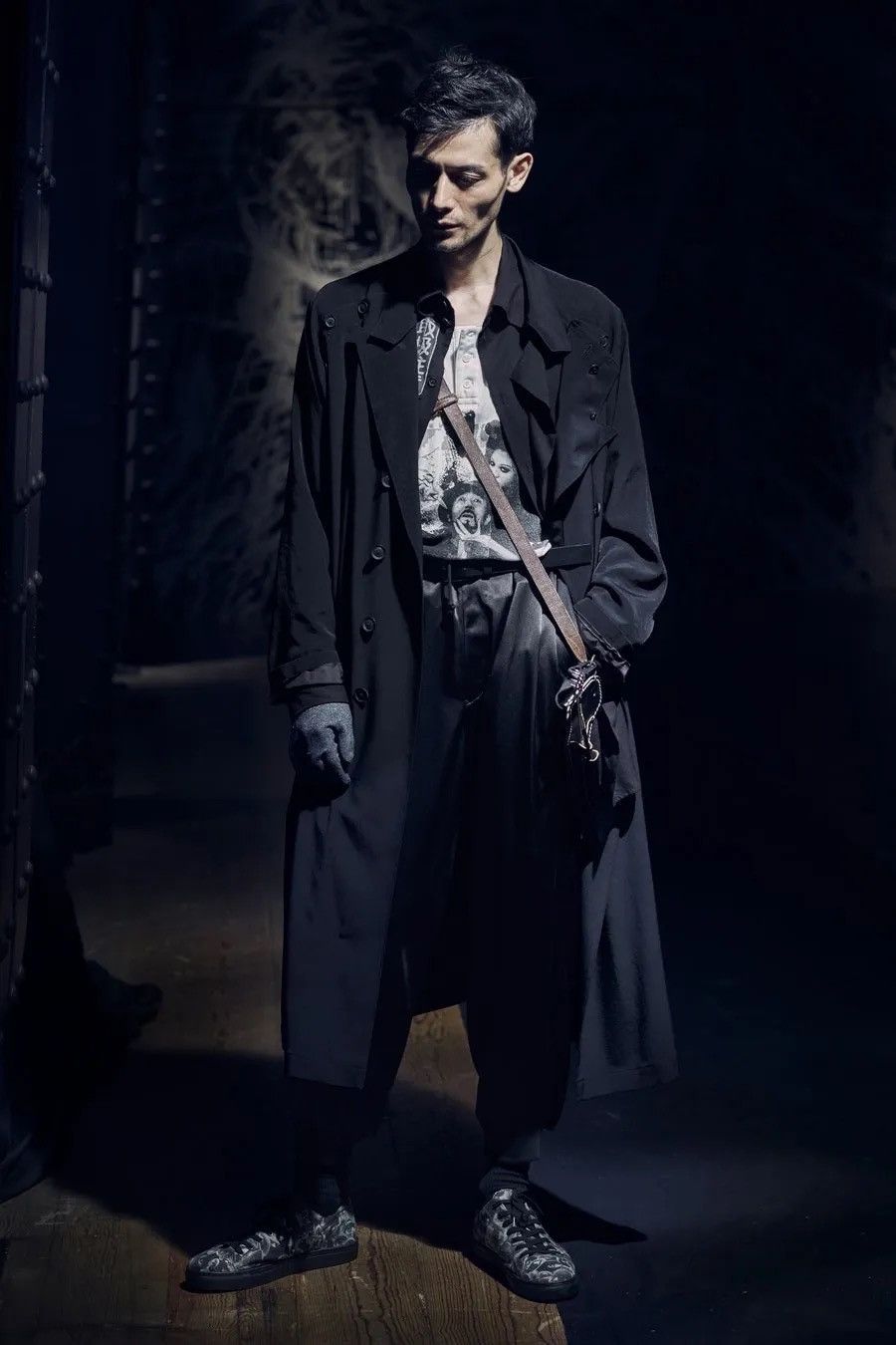 image of Yohji Yamamoto Ss21 Long Button Coat in Black, Men's (Size Medium)