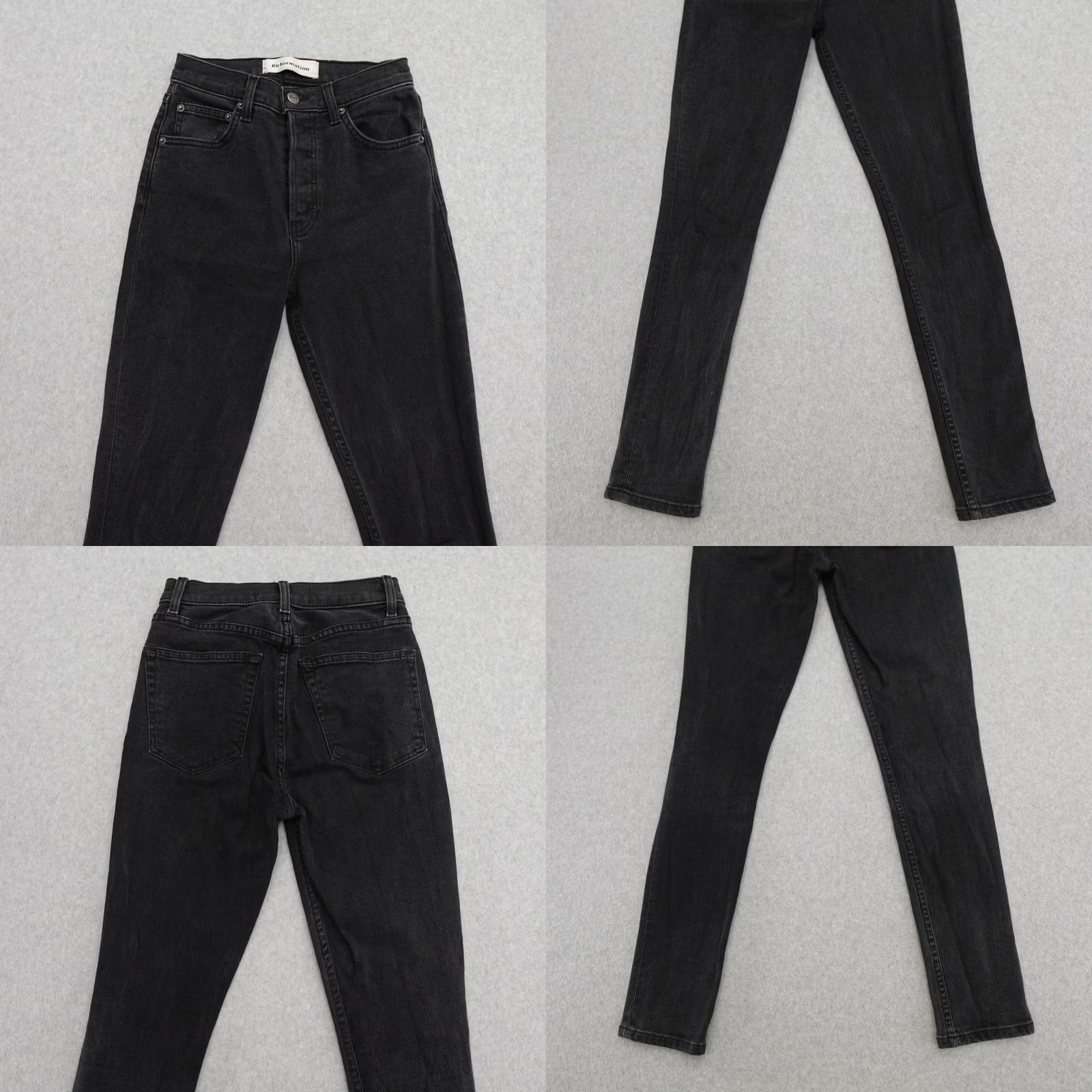 Reformation VINTAGE Reformation Jeans Womens 24 Black Button Fly Serena High Skinny Denim 24x29 Size 42" / US 20 - 9 Thumbnail