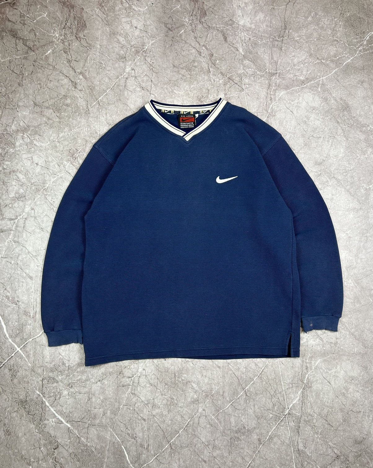 Nike × Vintage Men's Nike Premier Swoosh Sweatshirt Size XL Washed Navy Size US XL / EU 56 / 4 - 1 Thumbnail