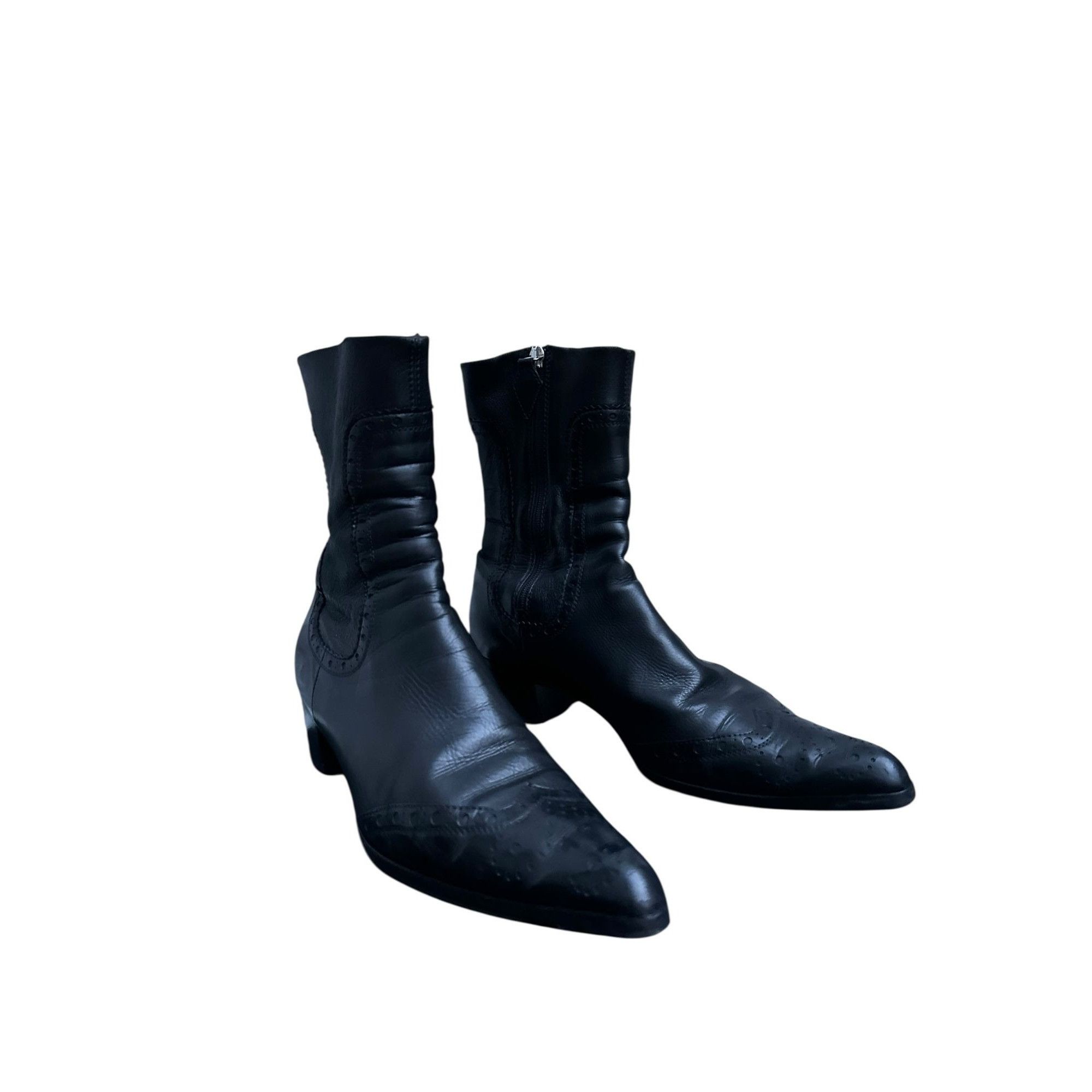 Jil Sander Black Leather Ankle Boots Size US 7.5 / IT 37.5 - 2 Thumbnail