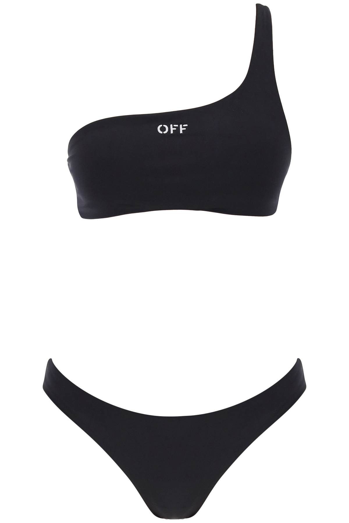 image of Off White Off-White Embroidered Logo Bikini Set With in Black White, Women's (Size Medium)