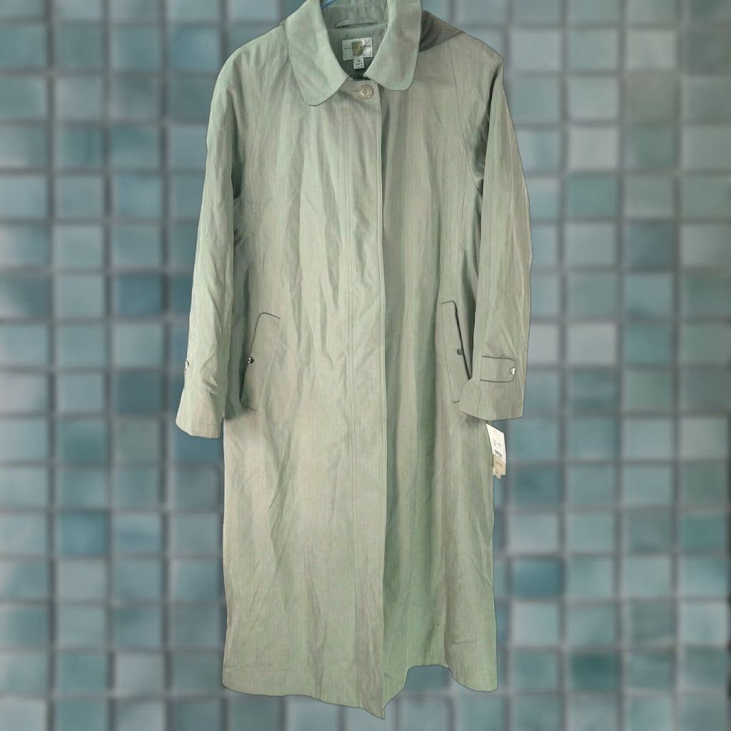 Vintage Gallery Trench Coat Women's Long Hooded Detachable Hood Solid Green Keyboard? No. Sorry. Size L / US 10 / IT 46 - 1 Thumbnail