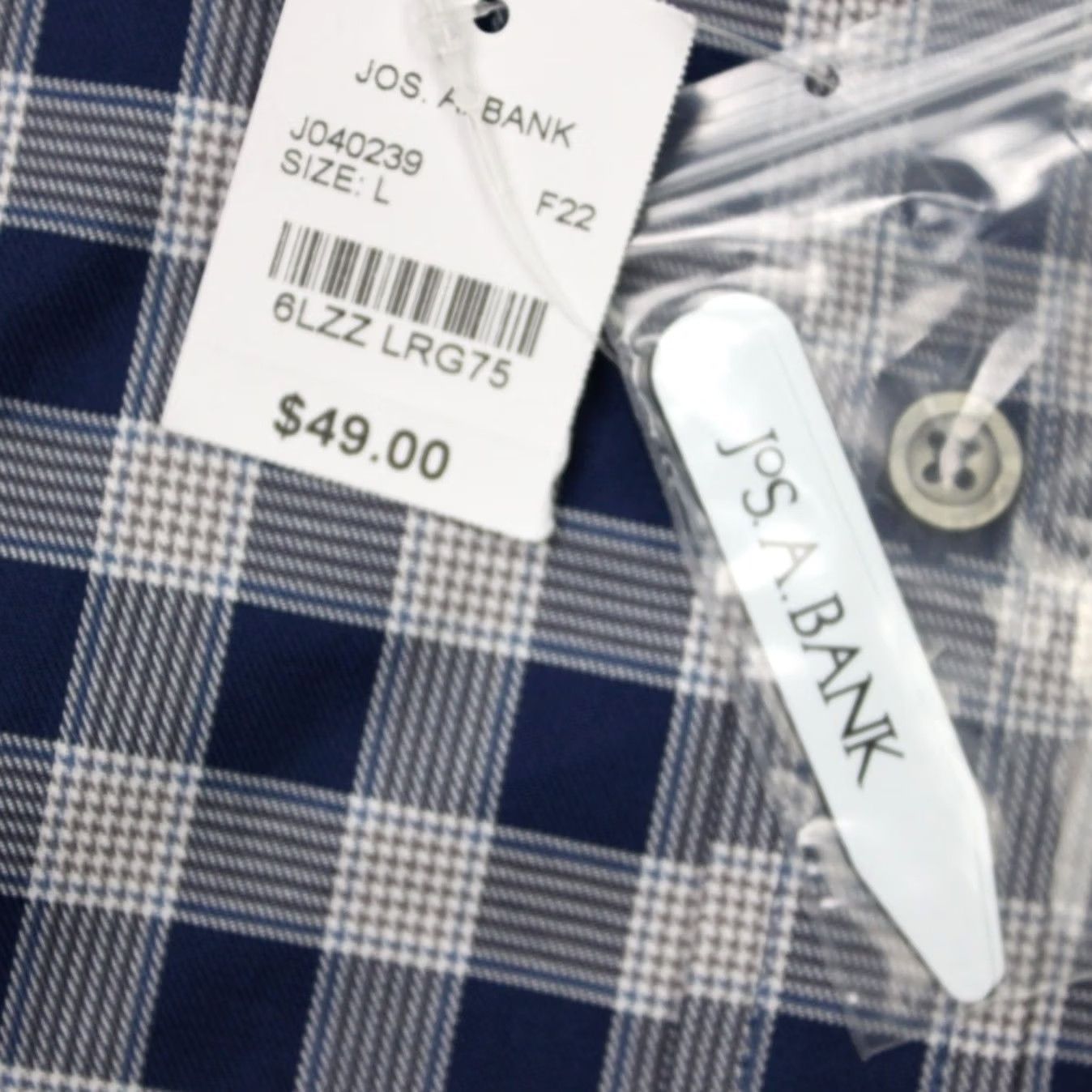 Jos. A. Bank Jos. A. Bank Shirt Mens Large Blue TravelTech Tailored Fit Button-Up Long Sleeve Cotton Plaid NWT Size US L / EU 52-54 / 3 - 7 Thumbnail