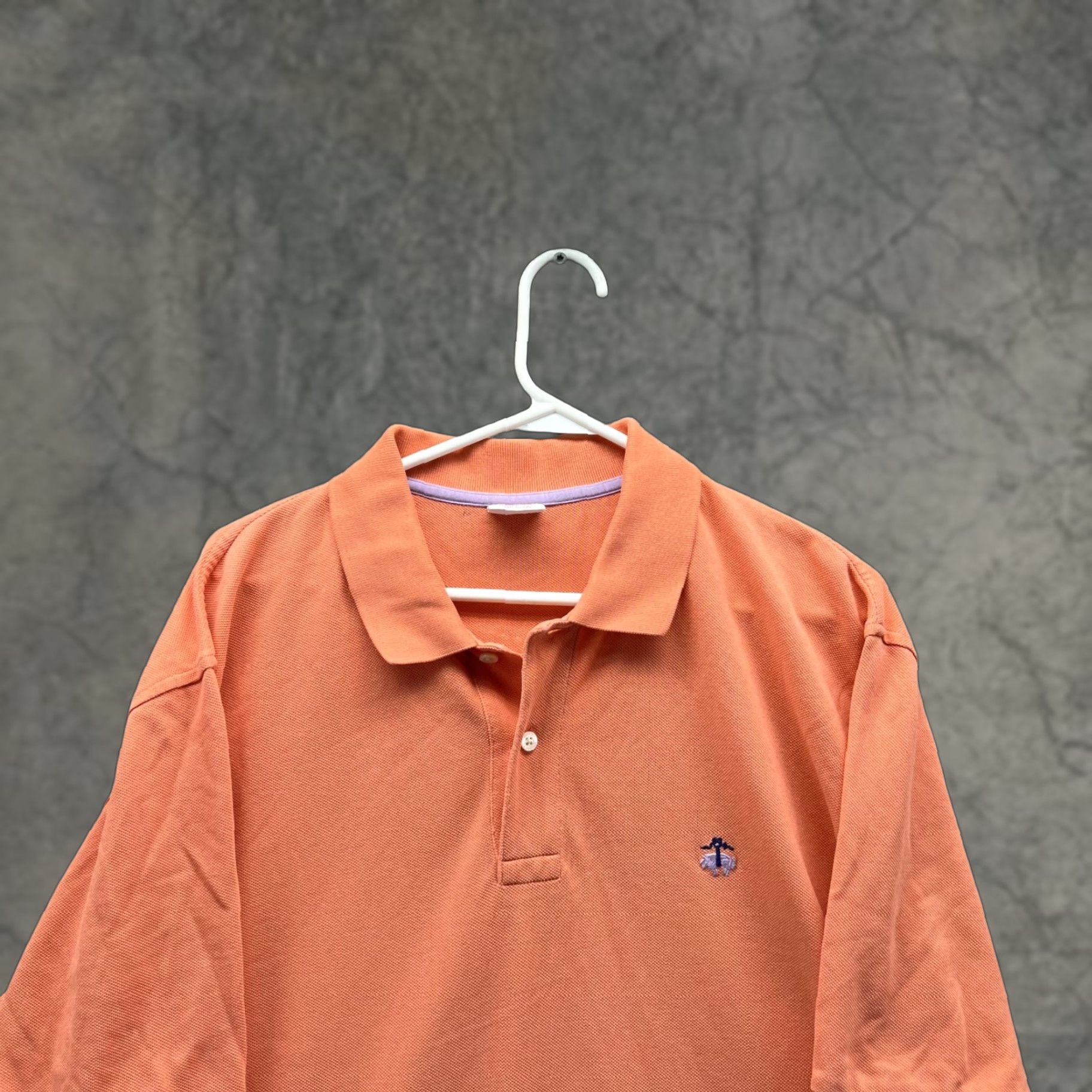 Brooks Brothers Brooks Brothers Polo Shirt Men XL Orange Solid Short Sleeve Button Collared Logo Shirt Length 32 in Size US XL / EU 56 / 4 - 1 Thumbnail