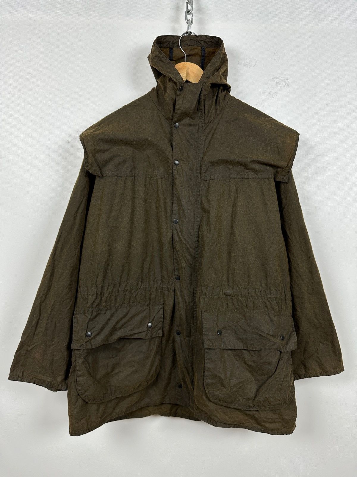 Vintage Barbour Waxed Durham Olive Green Coat Jacket