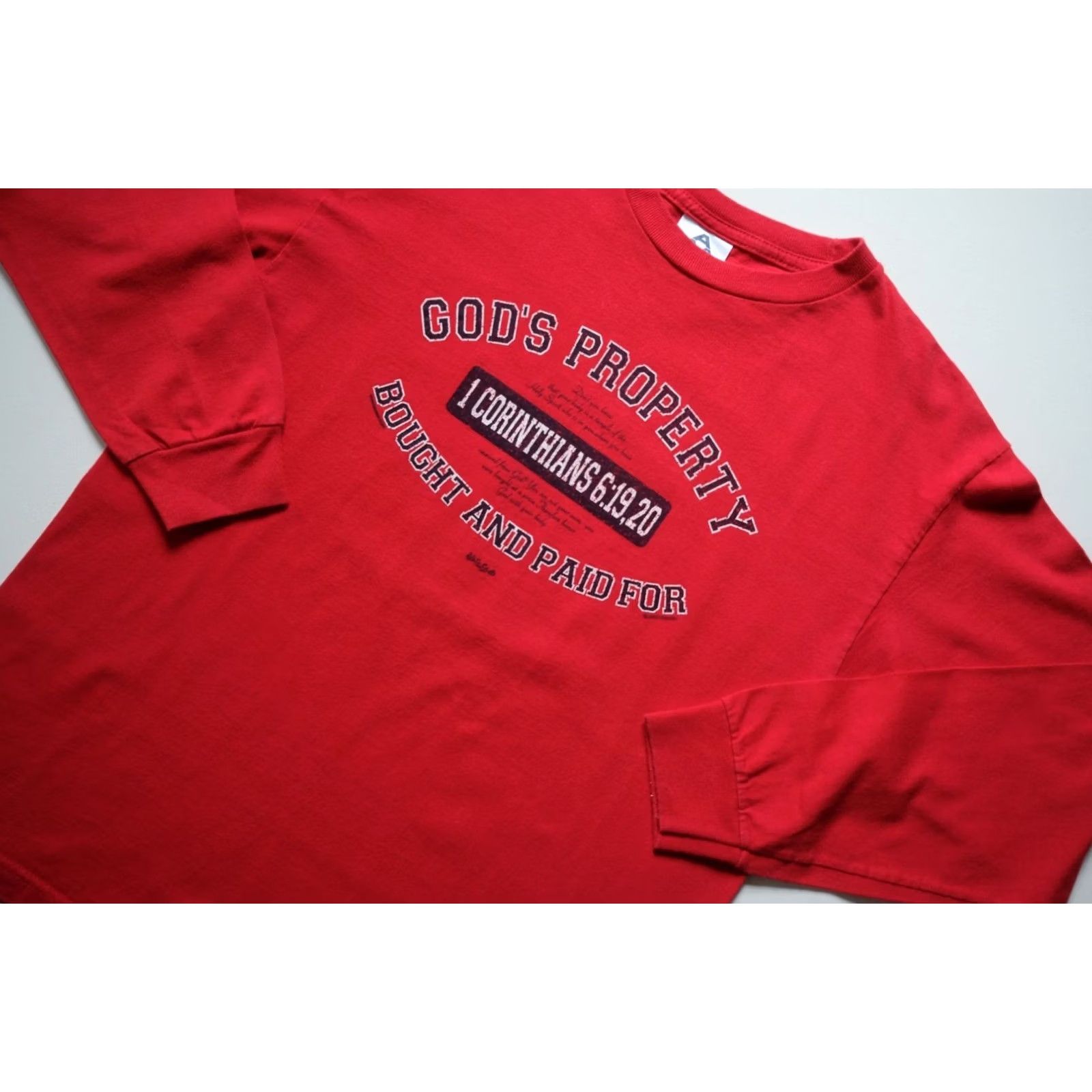 Etro VINTAGE Alstyle T-Shirt Graphic Print 90s 2000 SZ M Red God's Property Bible VTG Y2K 1 CORINTHIANS Mens Shirt Size US M / EU 48-50 / 2 - 5 Thumbnail