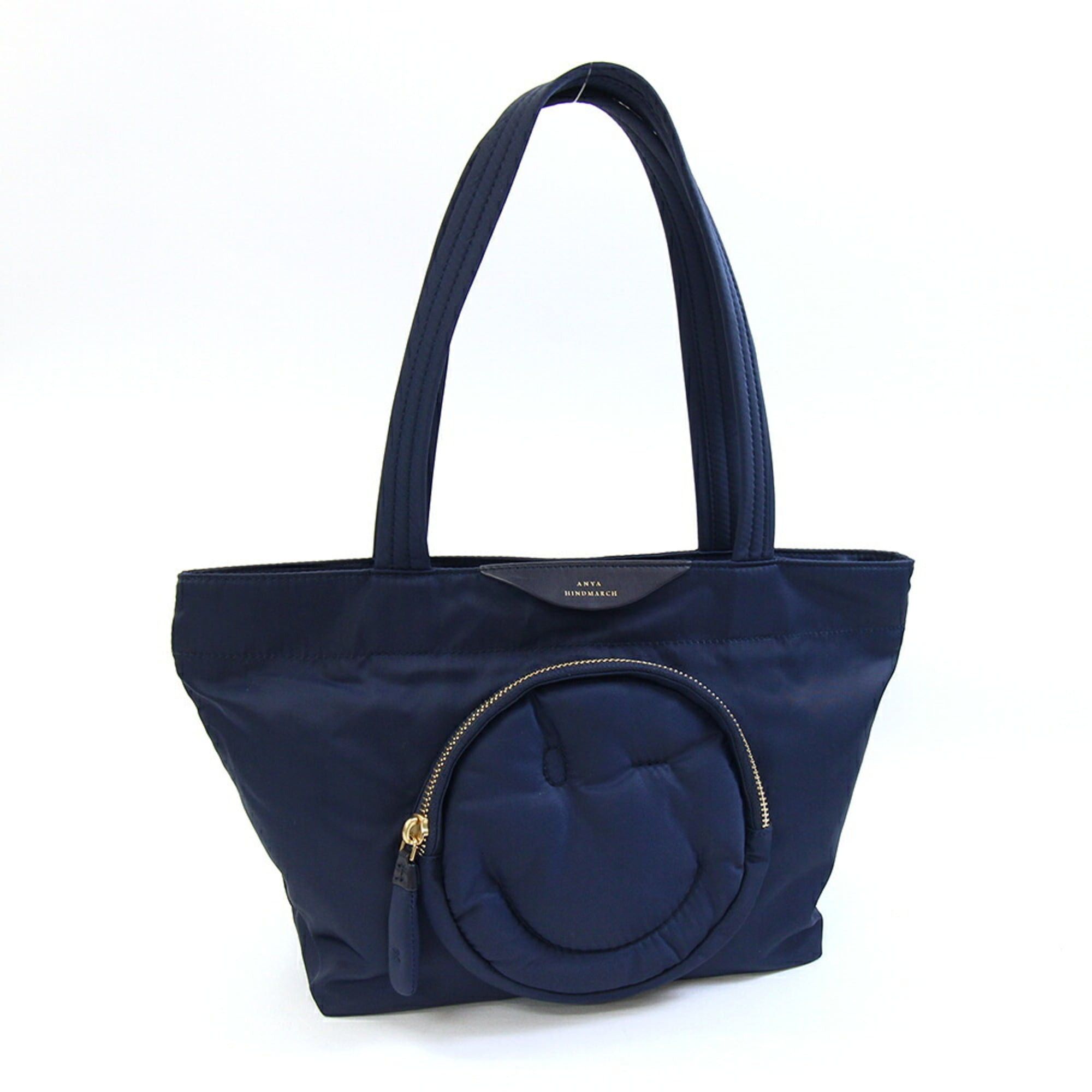 Anya Hindmarch Anya Hindmarch Chubby Wink Tote Bag, Navy Nylon Leather Mini Shoulder Smiley Design, Women's ANYA HINDMARCH Size ONE SIZE - 1 Thumbnail