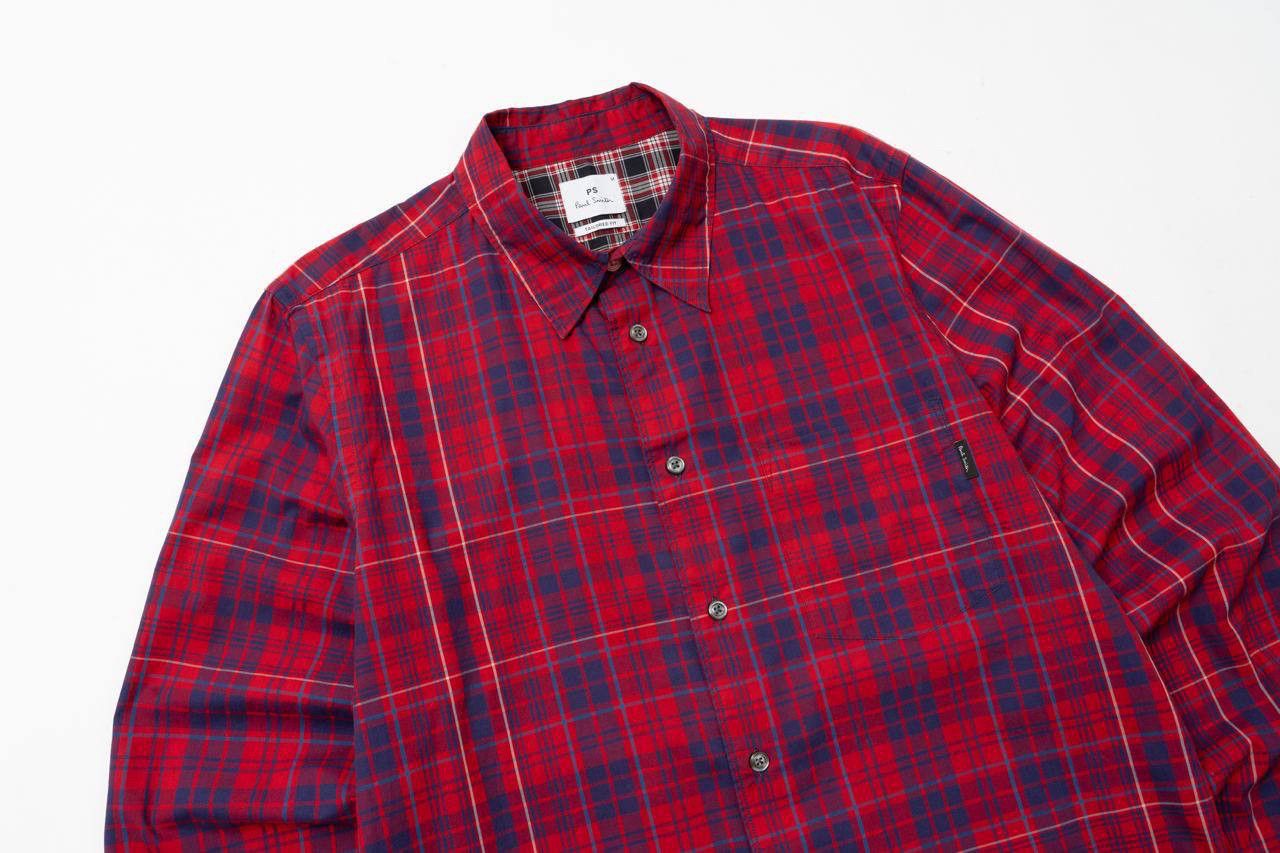Paul Smith 🔵 PS PAUL SMITH Tailored Fit Checked Red Plaid Shirt Size US M / EU 48-50 / 2 - 6 Thumbnail