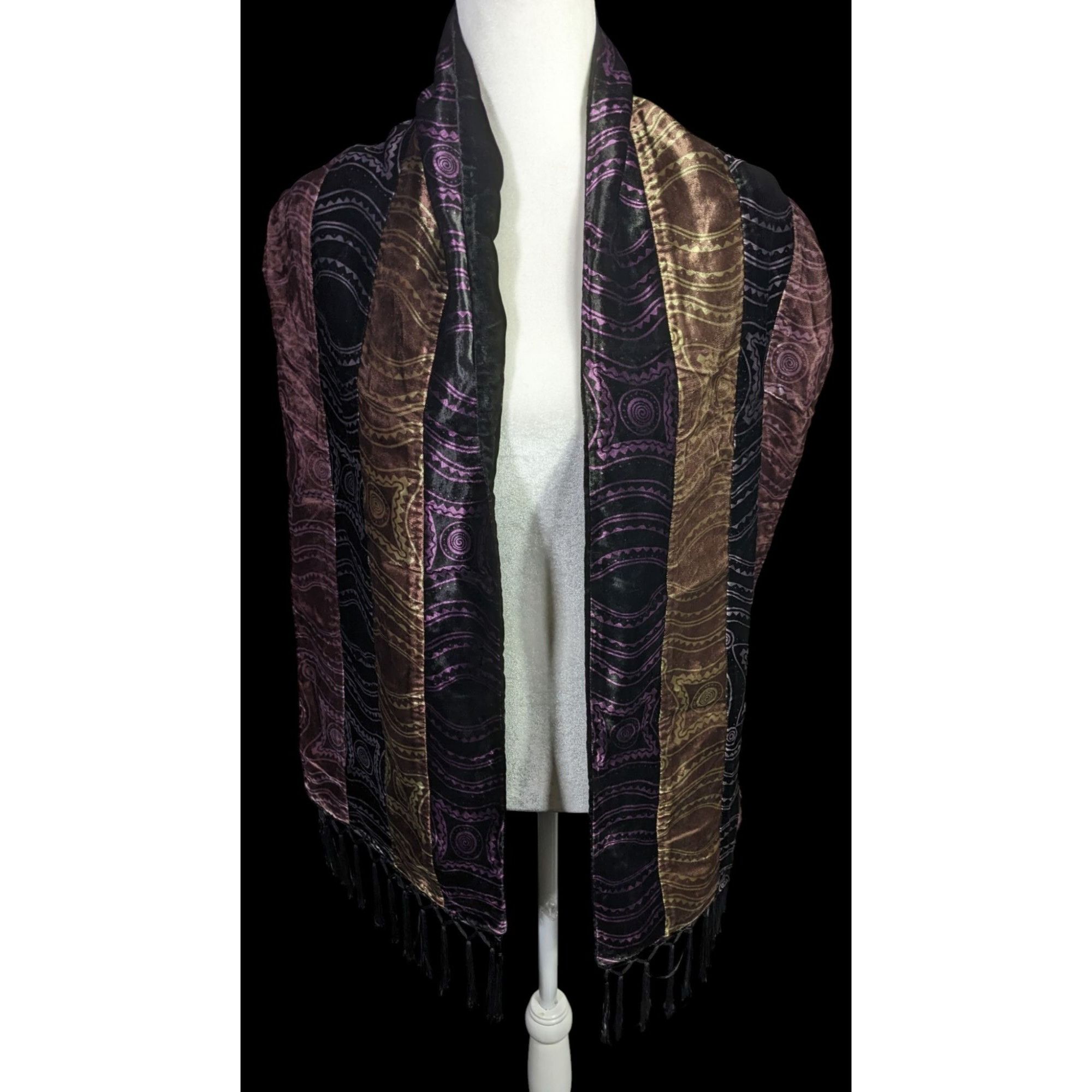 Other Michele Ratte Handmade Velvet Scarf With Fringe Multicolor Size ONE SIZE - 3 Thumbnail