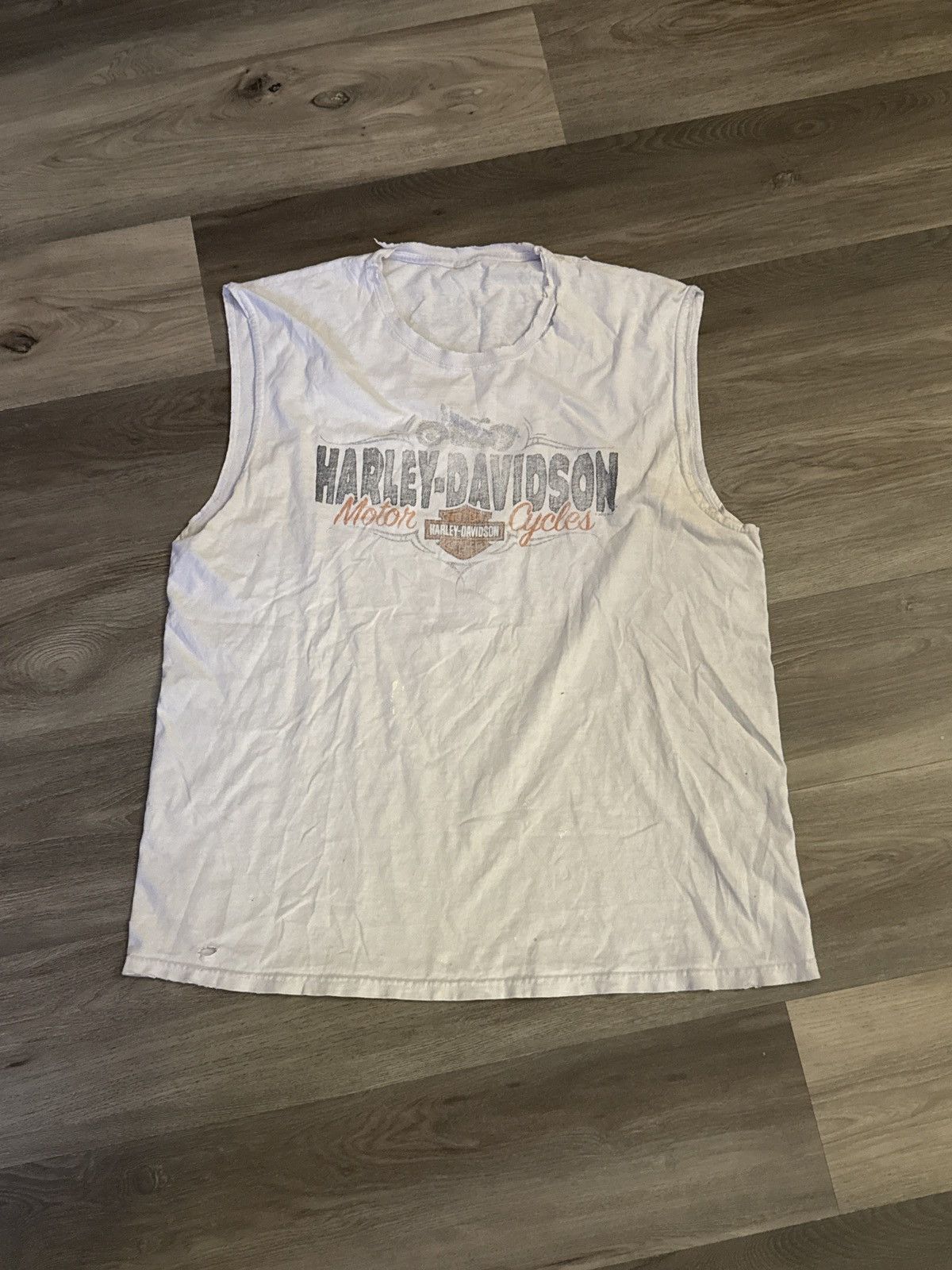 Vintage Distressed Harley Cutoff Tee Size US XL / EU 56 / 4 - 4 Thumbnail