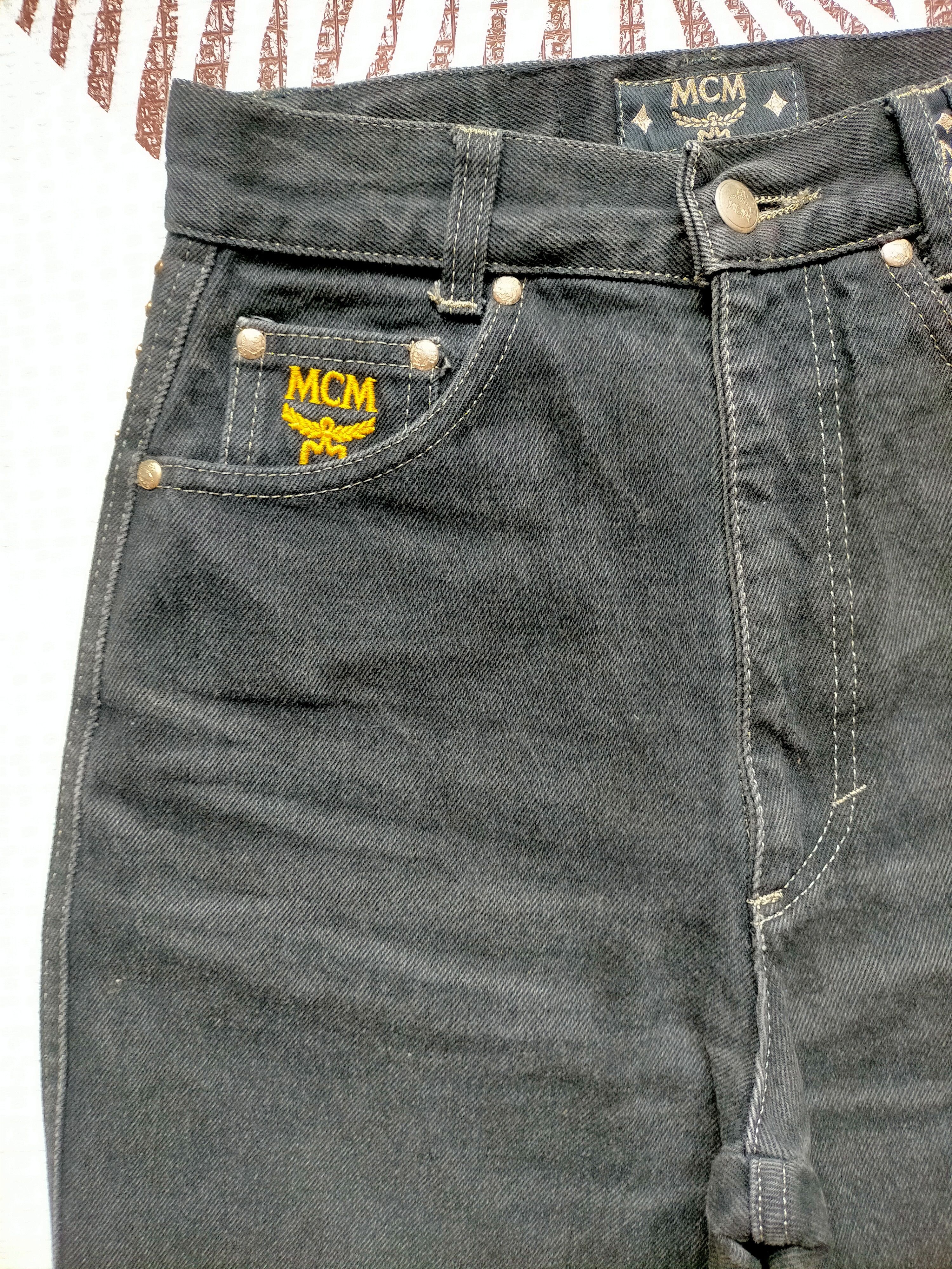 MCM 🔥Rare 90s MCM Studded Gold Side Tape Black Jeans Size US 26 / EU 42 - 8 Thumbnail