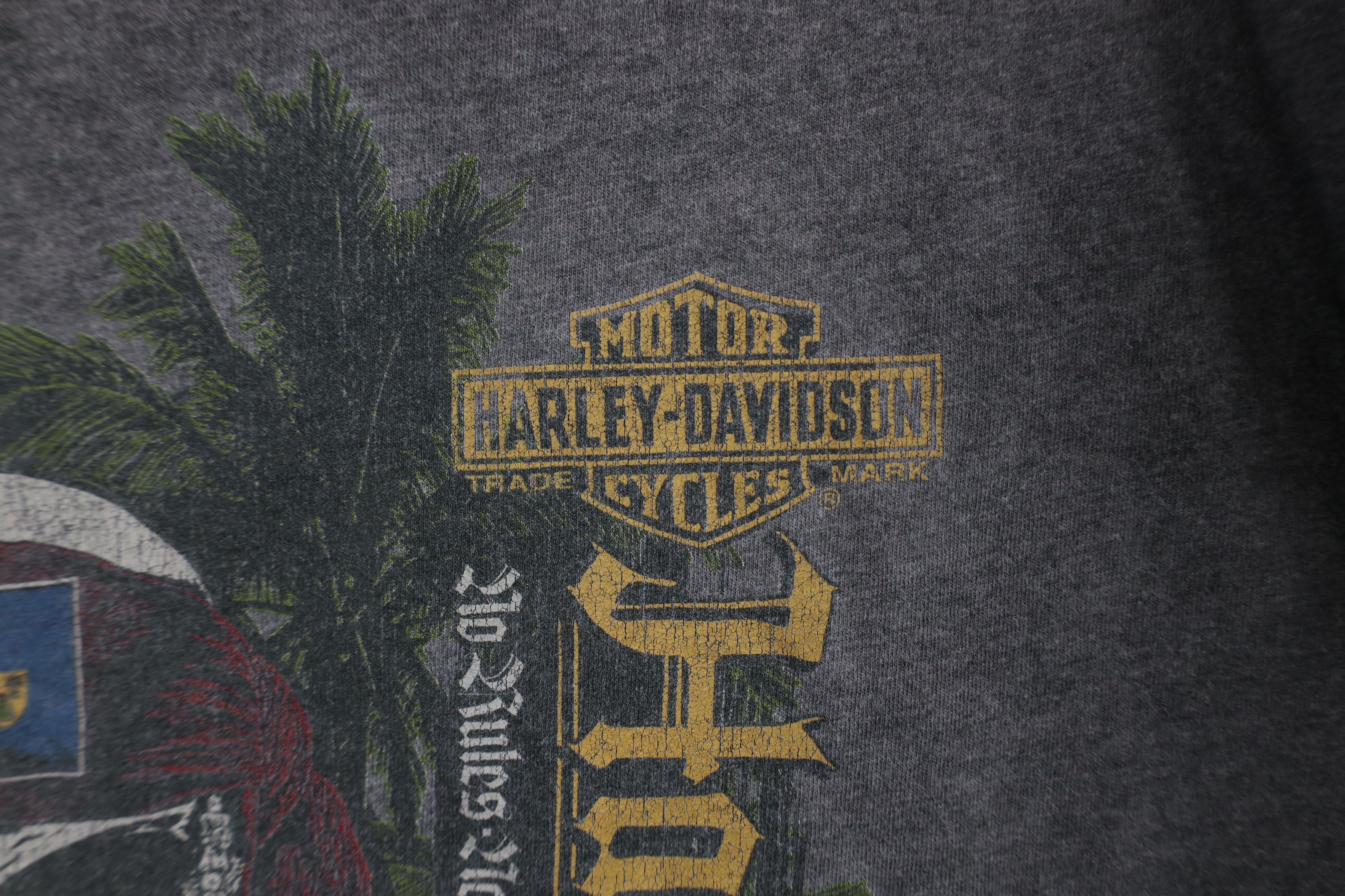 Harley Davidson × Vintage Vintage Harley Davidson Thin Skull Pirate Acid Wash T-Shirt Size US XL / EU 56 / 4 - 5 Thumbnail
