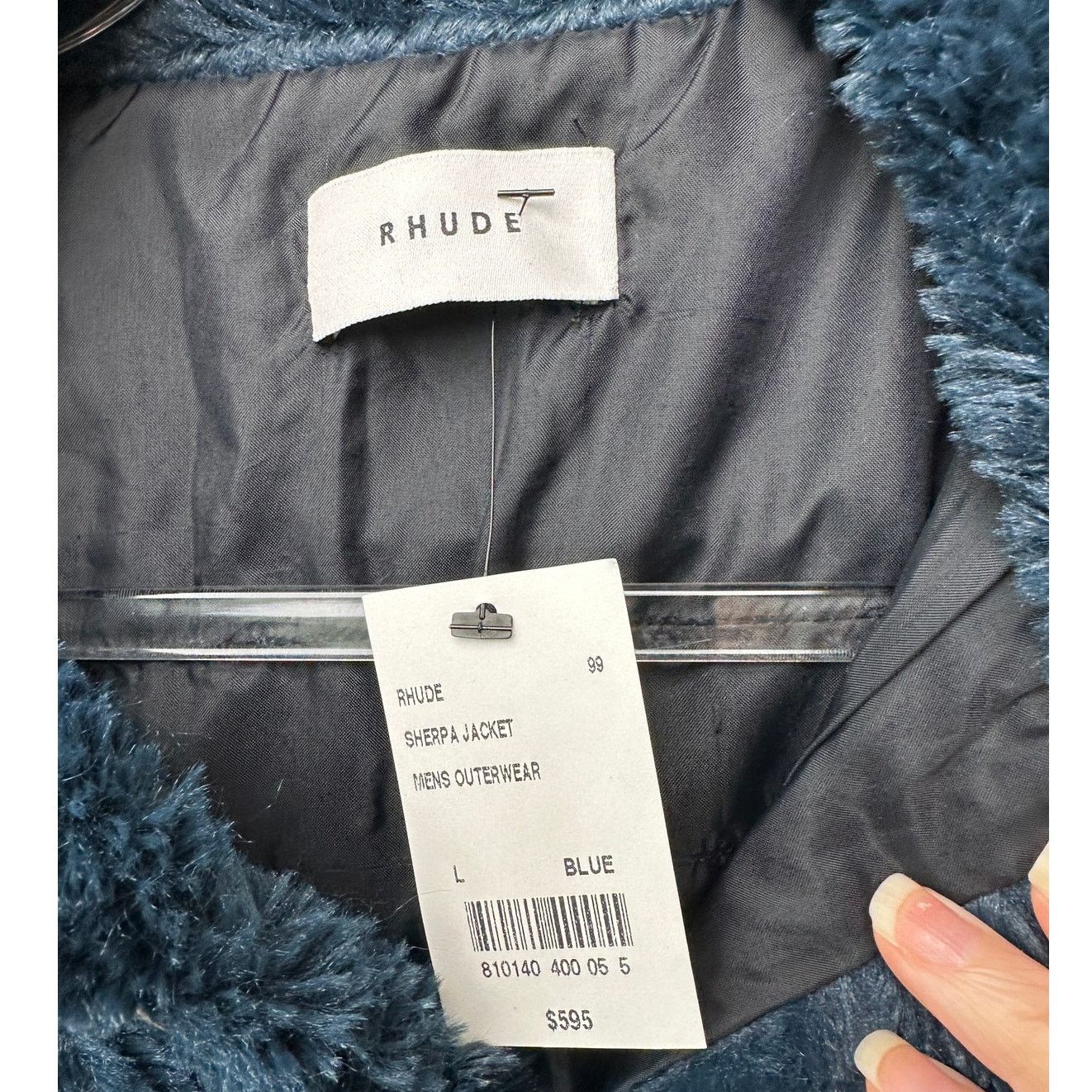 NWT Rhude Jacket Navy Blue Mens US L Sherpa
