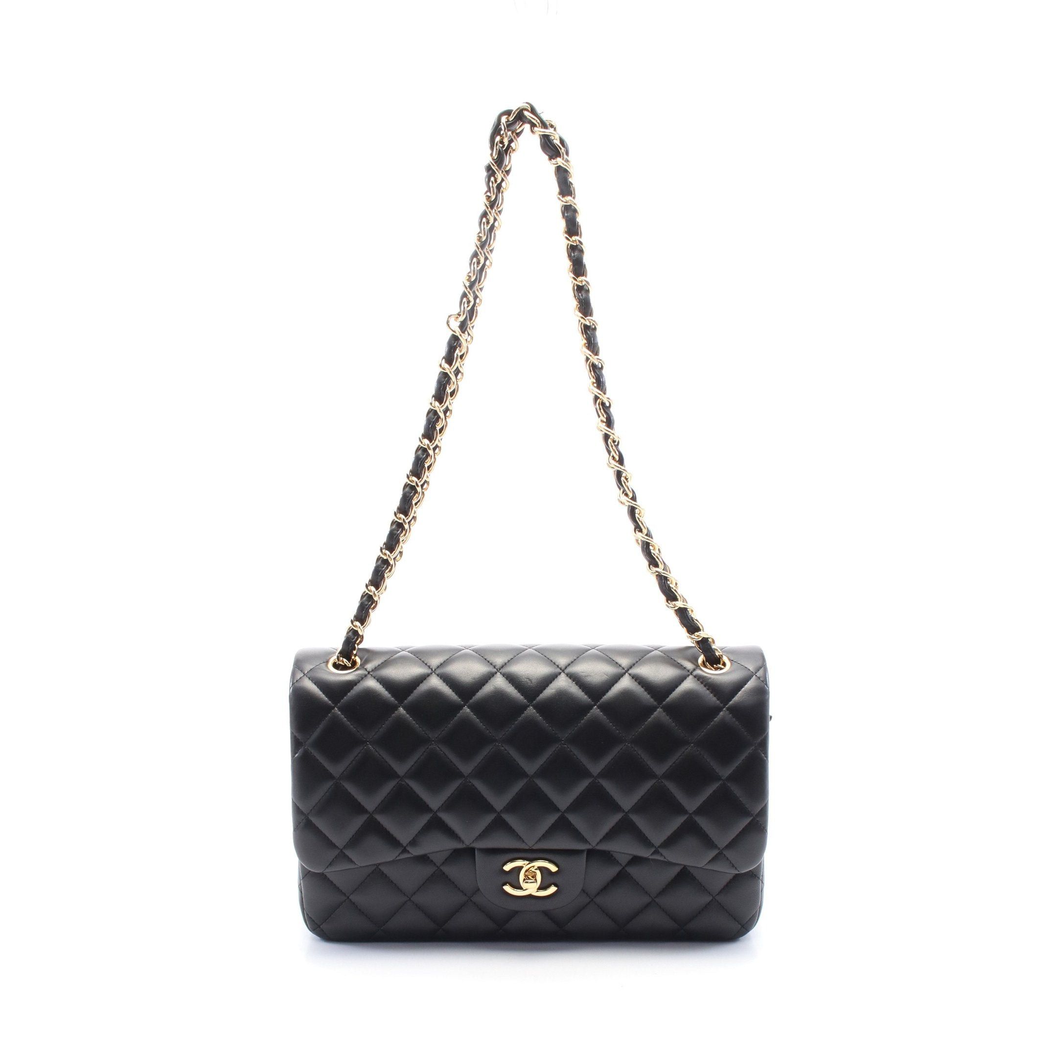 Chanel Chanel Decamatlassé 30 Classic Large Double Flap Chain Shoulder Bag Lambskin Black Gold Hardware Size ONE SIZE - 1 Thumbnail