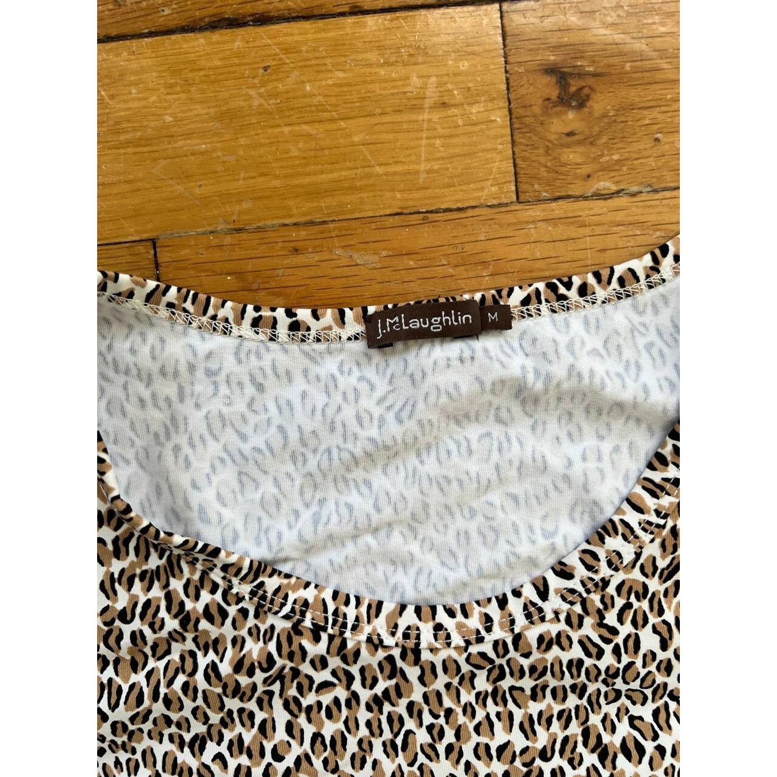 J.McLaughlin J.Mclaughlin Cheetah Print Crew Neck Top Tan Brown M A000880 Size M / US 6-8 / IT 42-44 - 6 Thumbnail